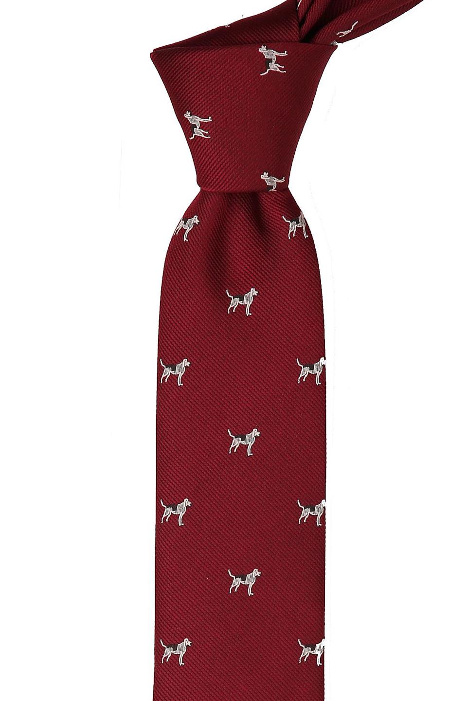 Bordo Köpek Desen Slim Kravat SK7075