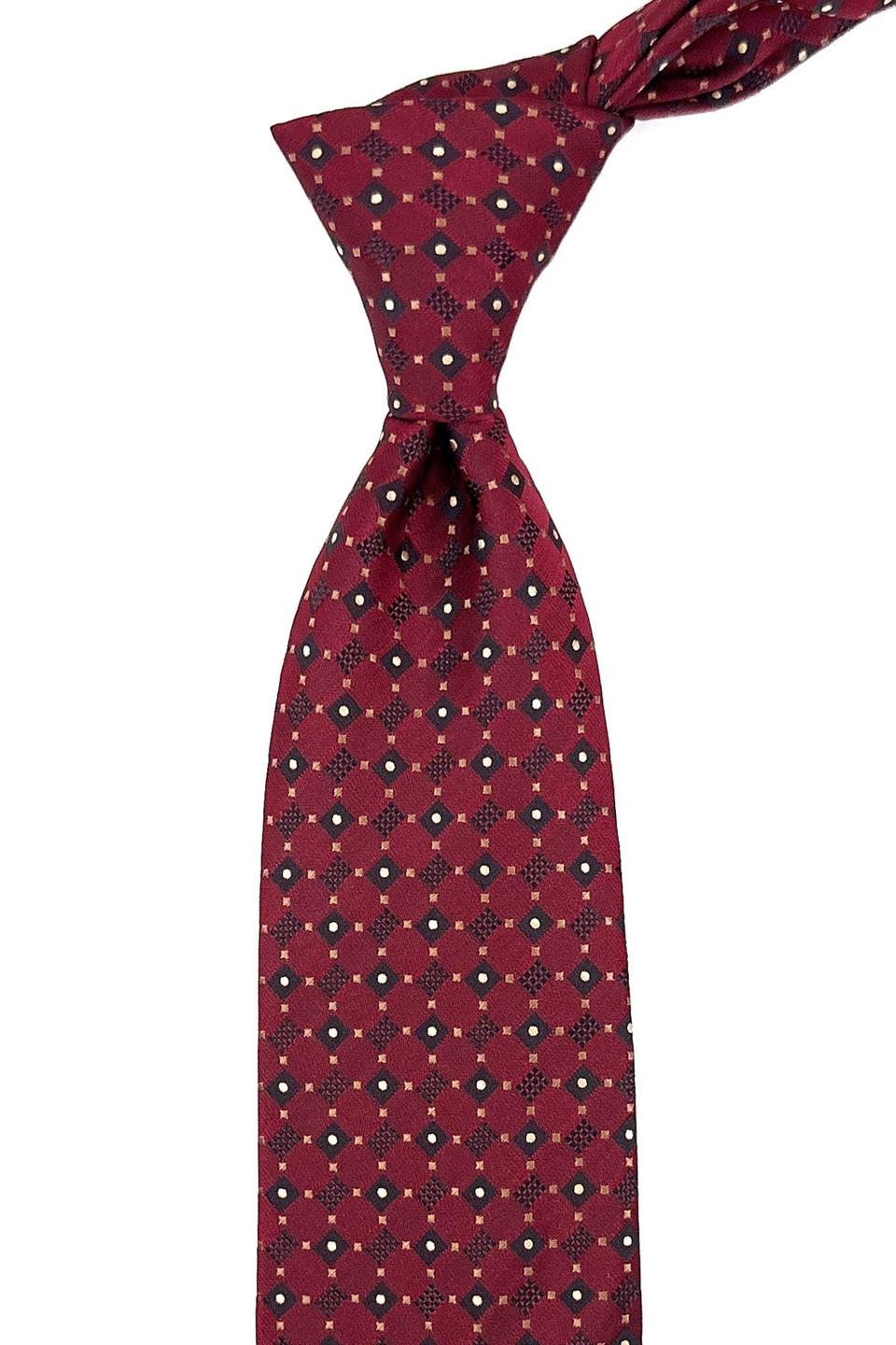 Bordo Küçük Desen Mendilli Klasik Kravat KK11152
