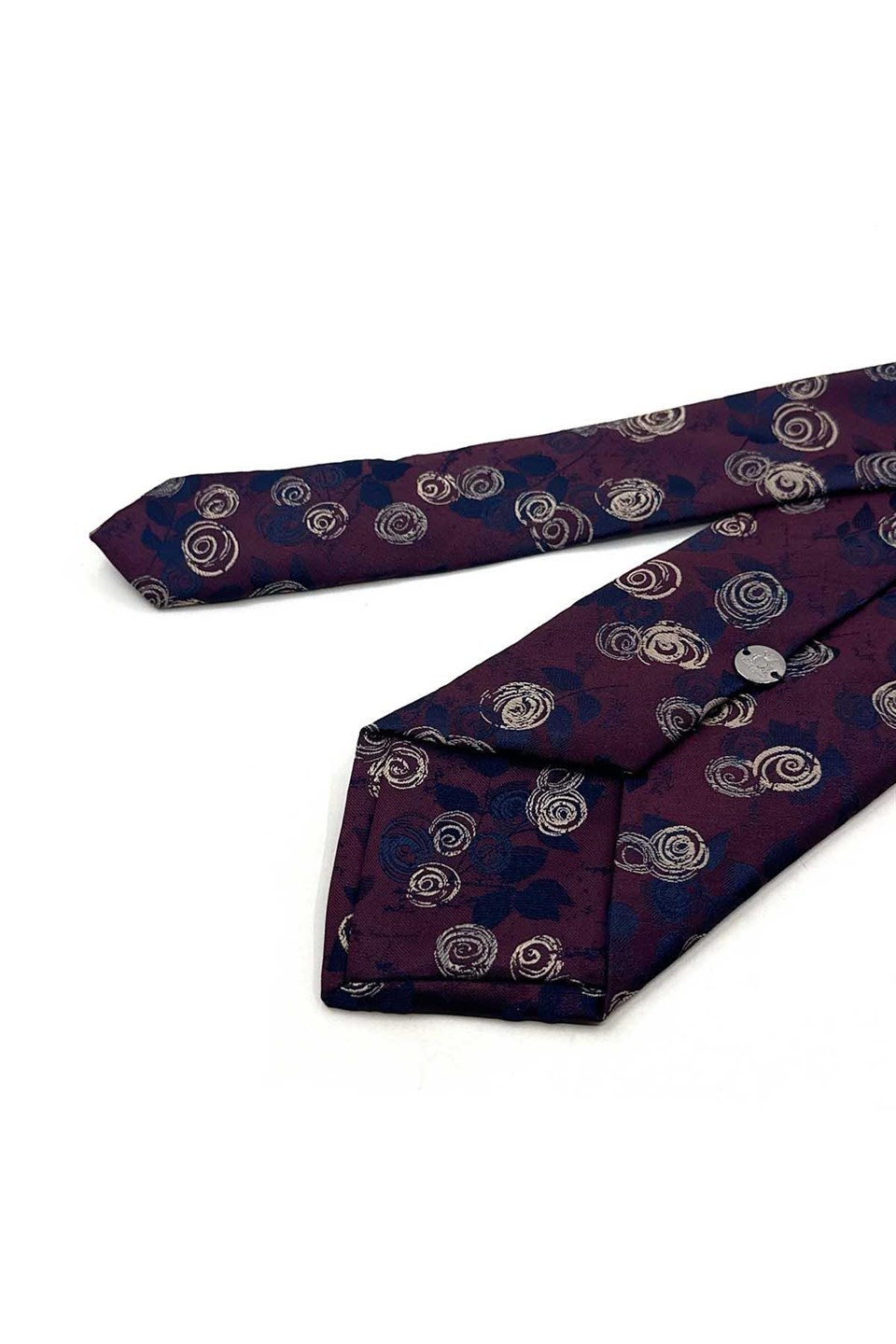Bordo Lacivert Çiçek Desen Mendilli Klasik Kravat KK13793