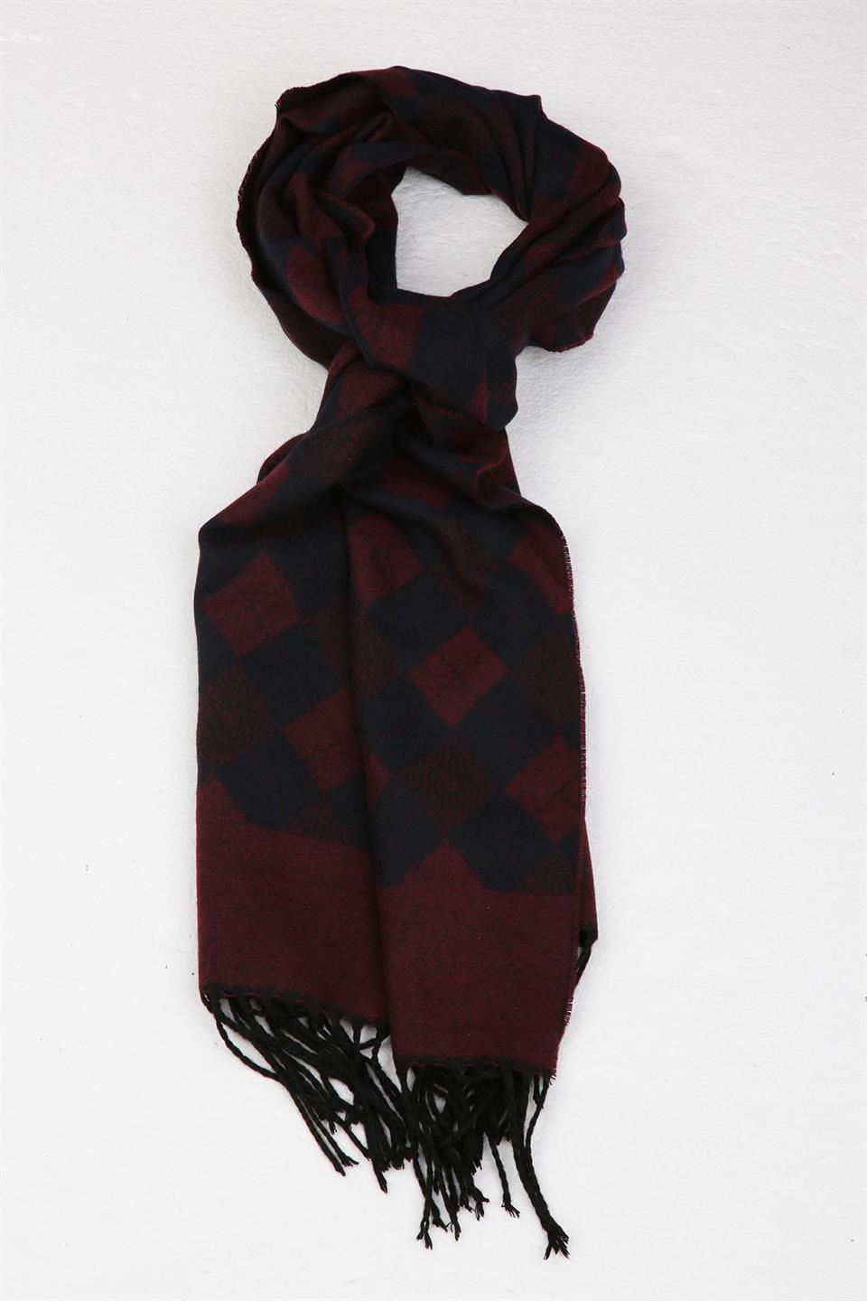 Bordo - Lacivert Erkek Kaşkol K84