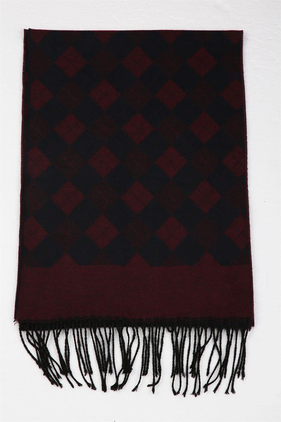 Bordo - Lacivert Erkek Kaşkol K84