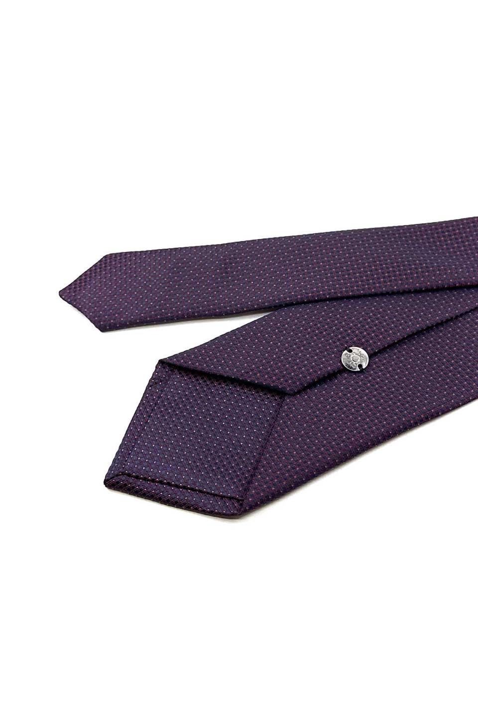 Bordo - Lacivert Nokta Desen Mendilli Klasik Kravat KK12335