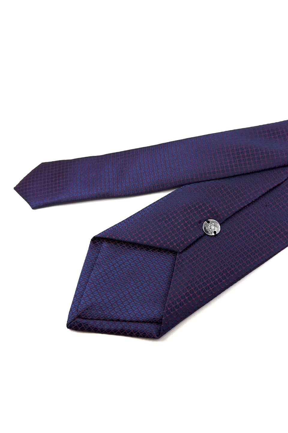 Bordo - Lacivert Nokta Desen Mendilli Klasik Kravat KK11120