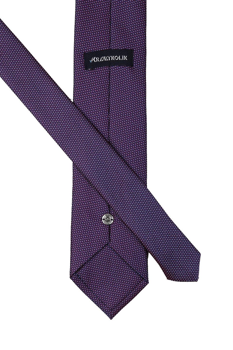 Bordo - Lacivert Nokta Desen Mendilli Klasik Kravat KK10357