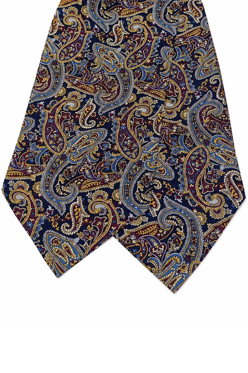 Bordo Lacivert Şal Desen İtalyan İpek Ascot Kravat SAC81