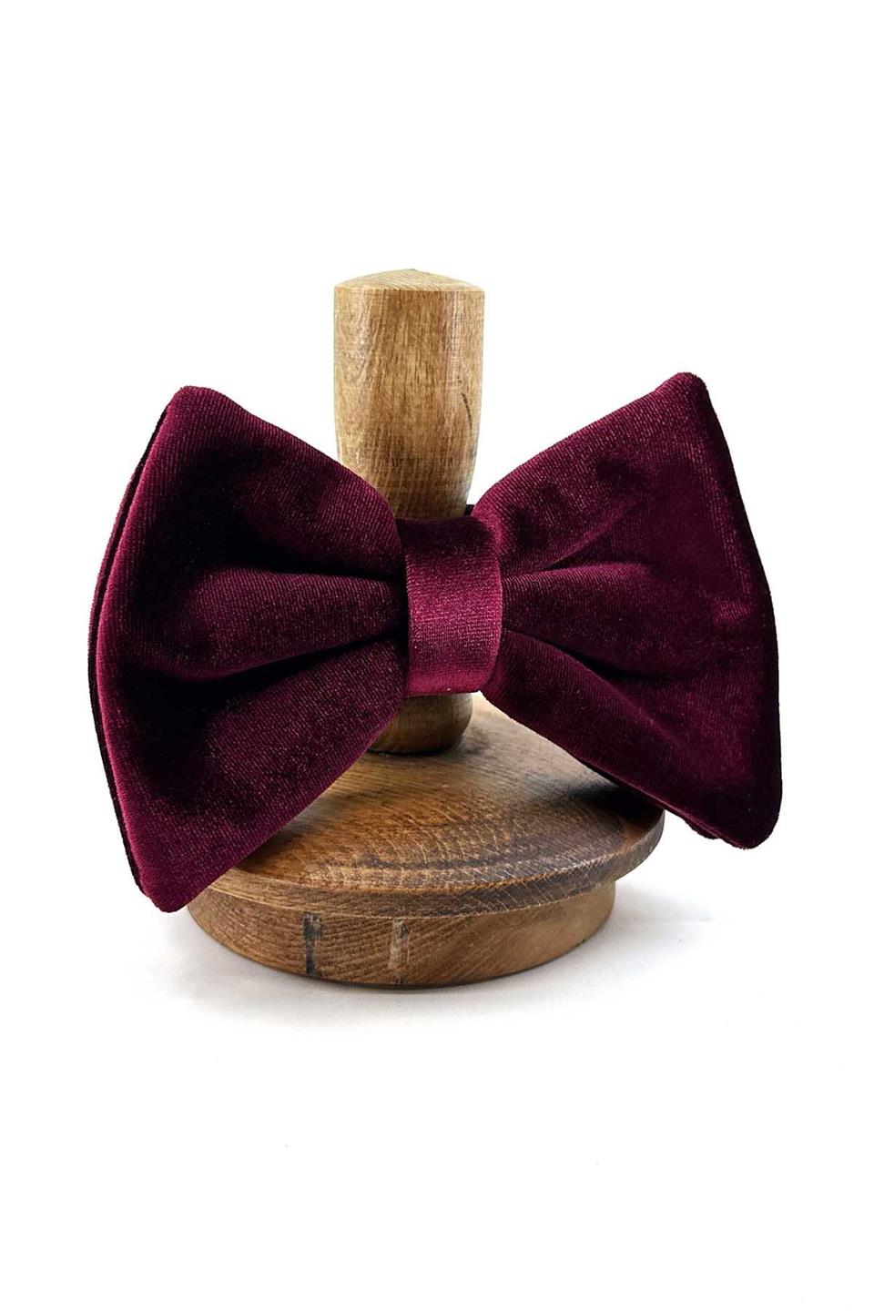 Bordo Lüks Büyük Kadife Papyon P1899