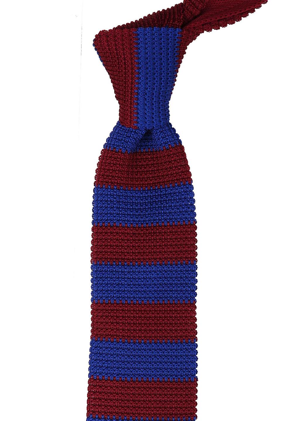 Bordo - Mavi Çizgi Desen Örgü Kravat ÖR8294