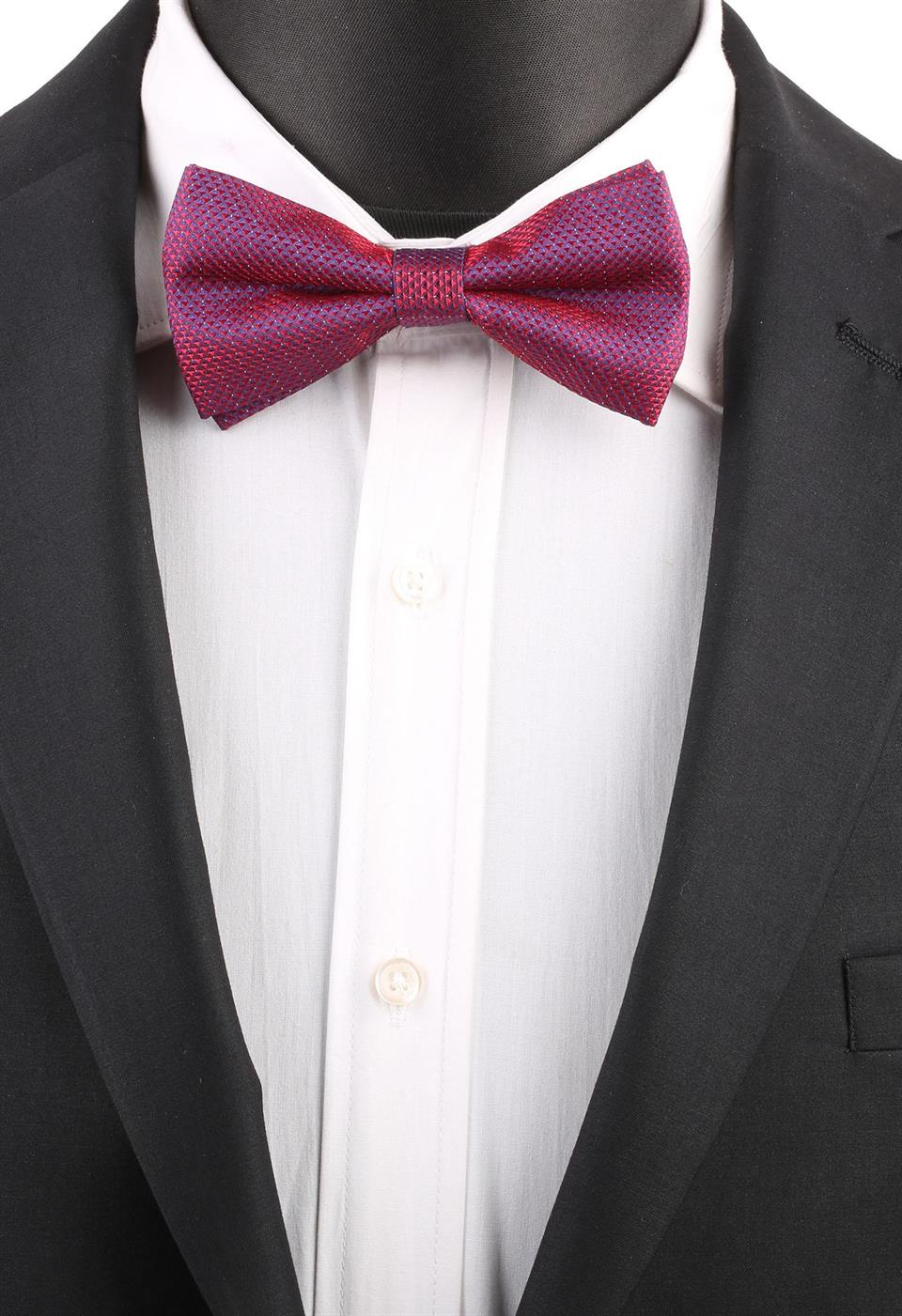 Bordo - Mavi Kendinden Desenli Papyon P603