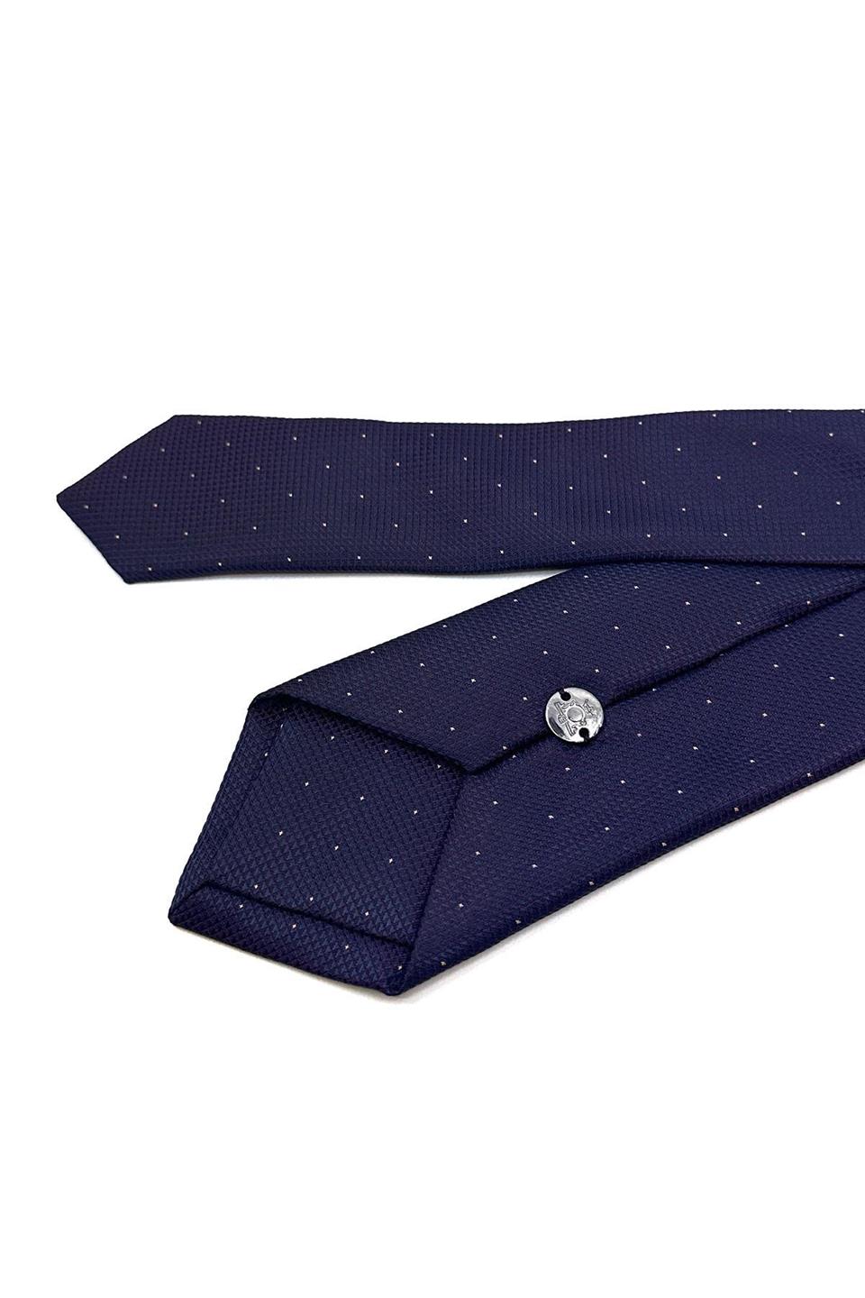 Bordo - Mavi Nokta Desen İnce Kravat SK7946