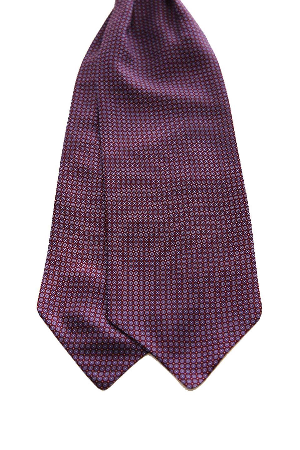 Bordo - Mavi Puantiye Desen İtalyan İpek Ascot K651