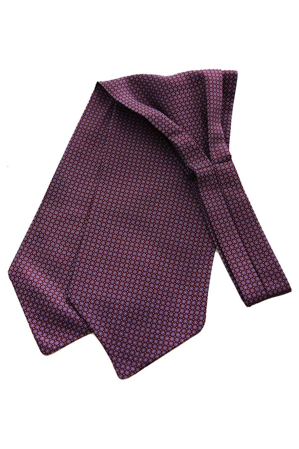 Bordo - Mavi Puantiye Desen İtalyan İpek Ascot K651