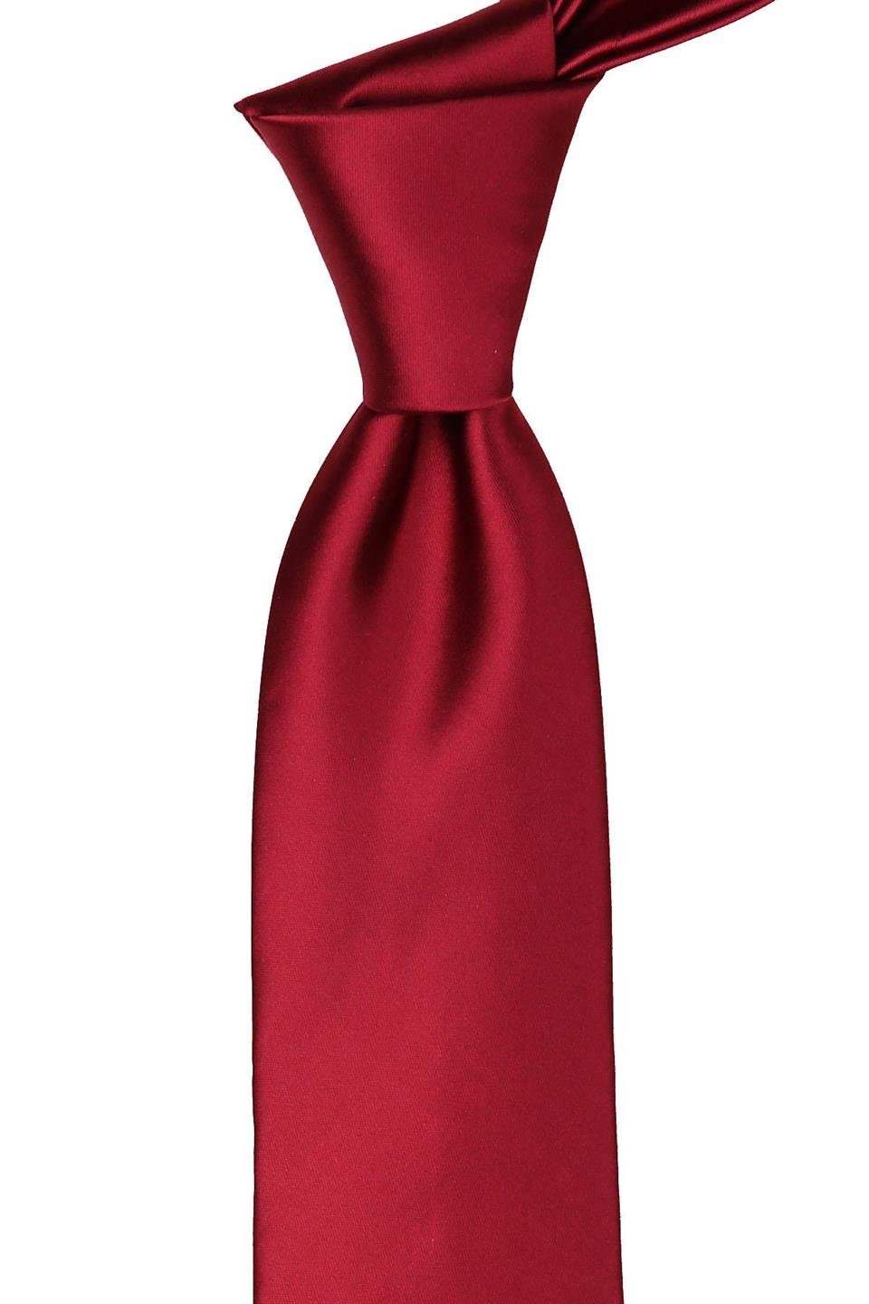Bordo Mendilli Düz Saten Kravat 1109