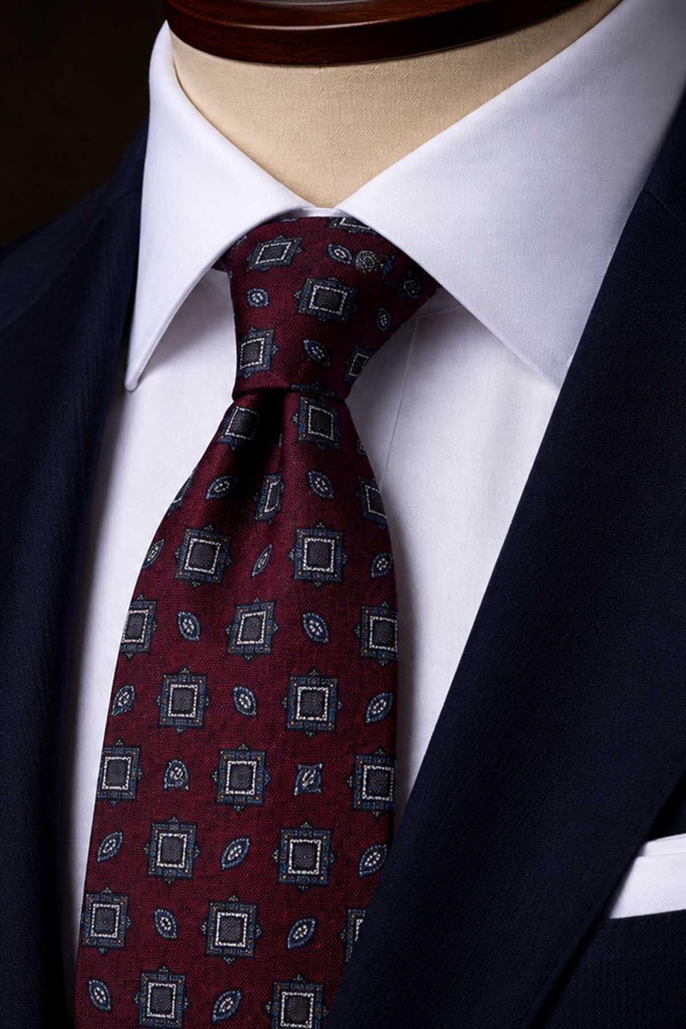Bordo Motif Desen İtalyan İpek Kravat İK2487