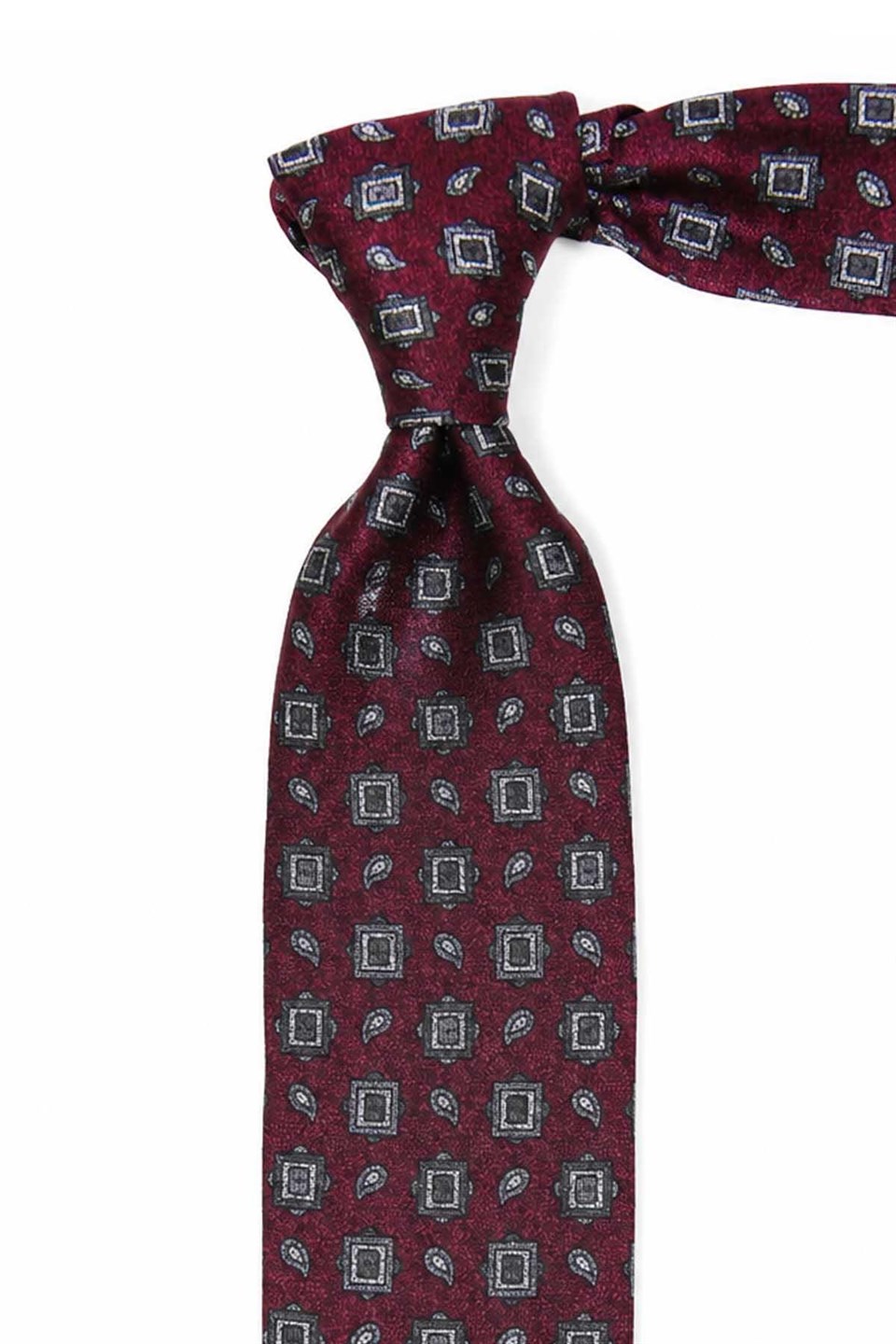 Bordo Motif Desen İtalyan İpek Kravat İK2487