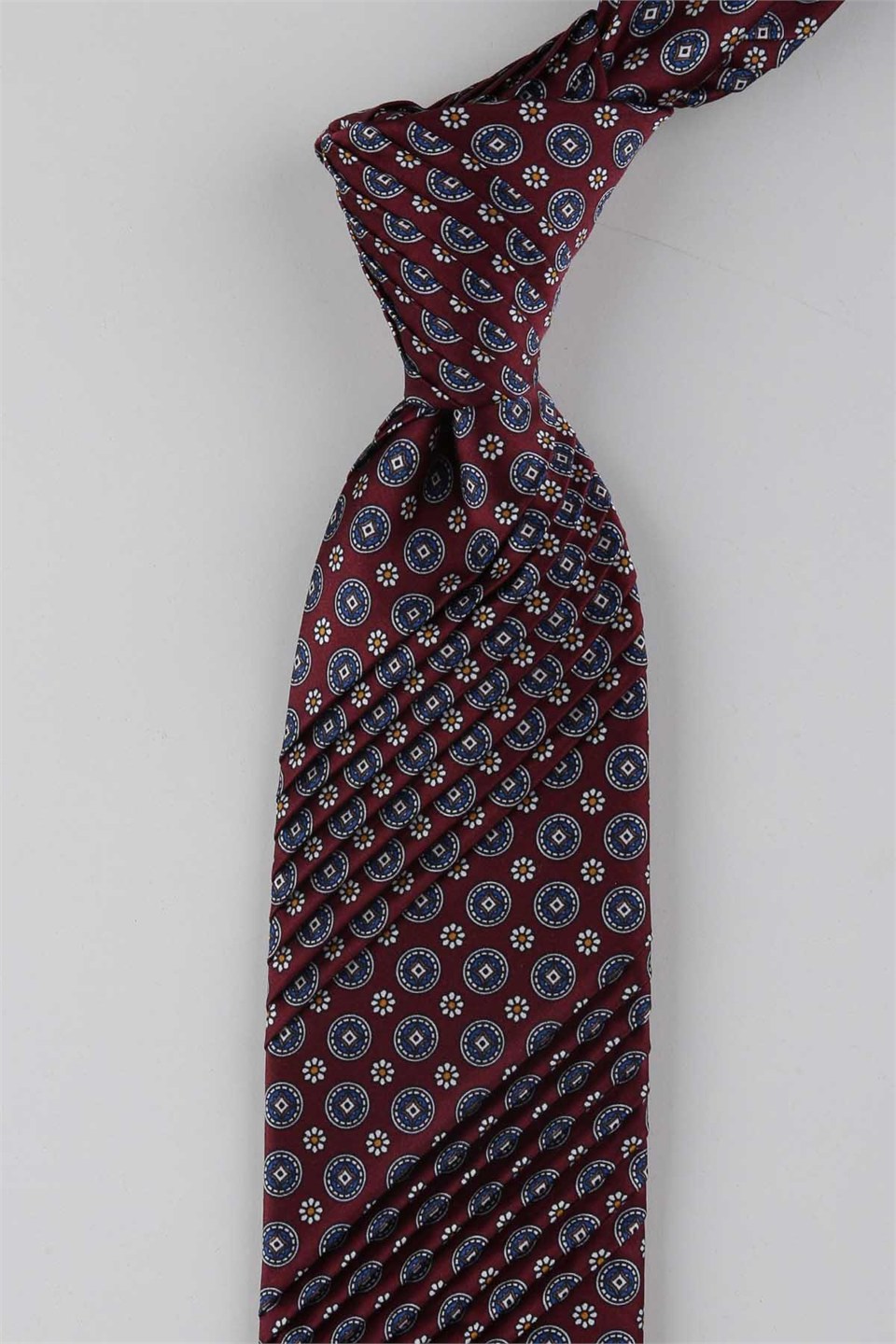 Bordo Motif Desen İtalyan İpek Piliseli Kravat EST238