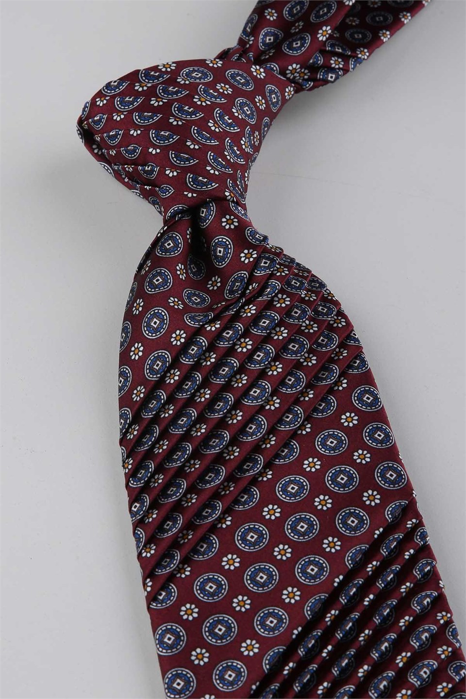 Bordo Motif Desen İtalyan İpek Piliseli Kravat EST238