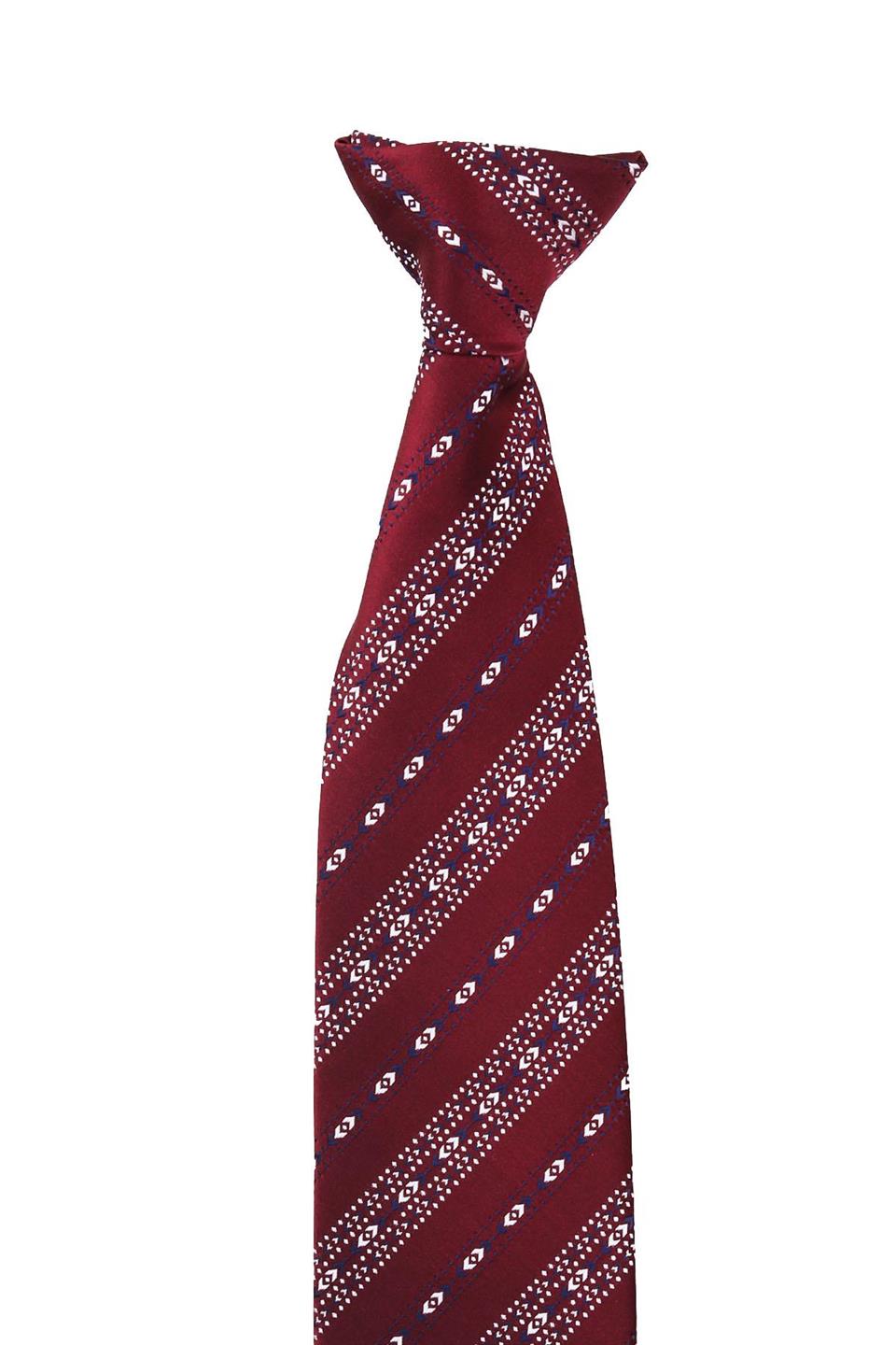 Bordo Motif Desen Klipsli Kravat KLP372