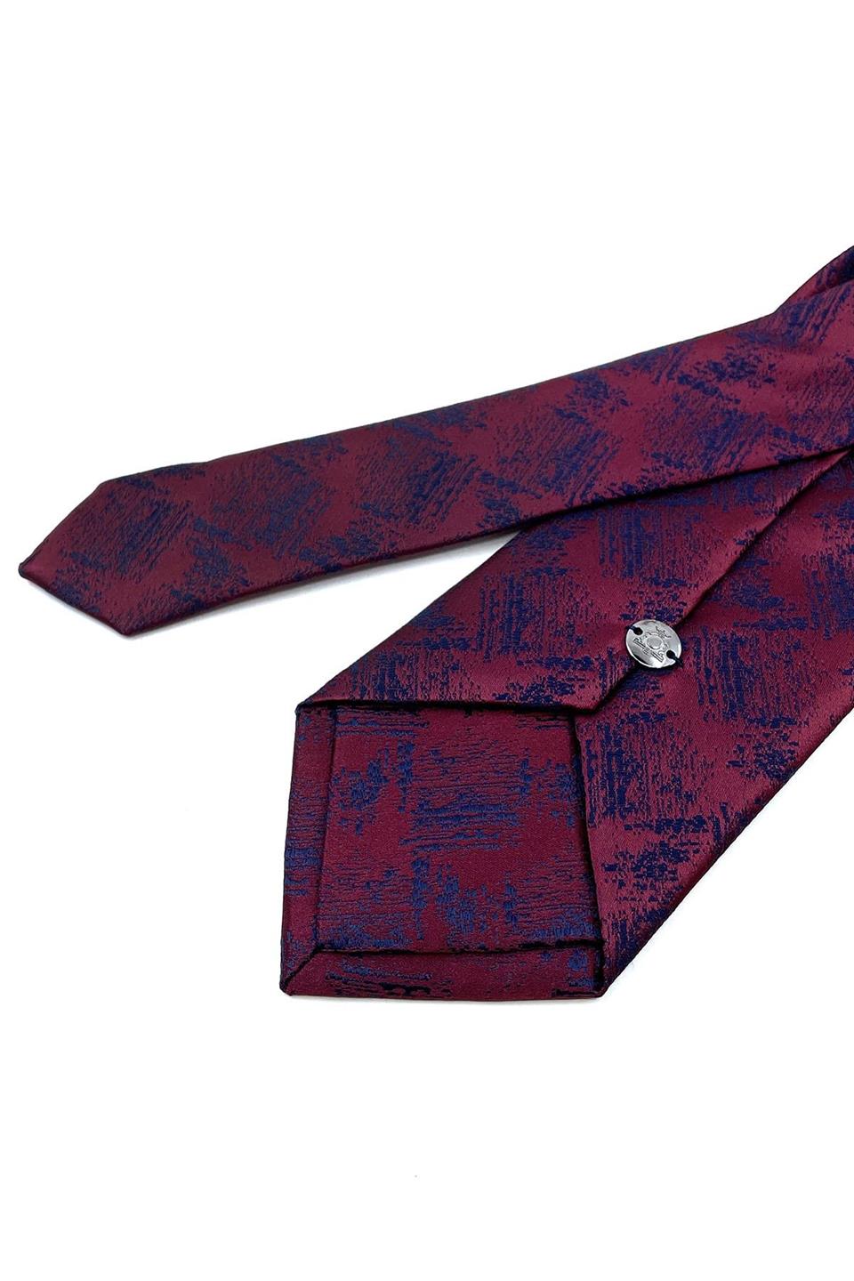 Bordo Motif Desen Mendilli Klasik Kravat KK10980