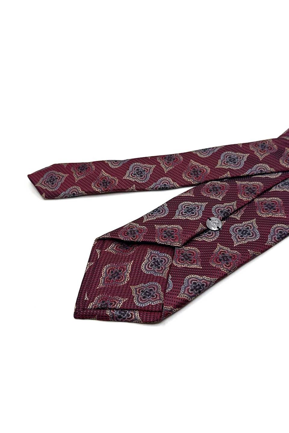 Bordo Motif Desen Mendilli Klasik Kravat K13609