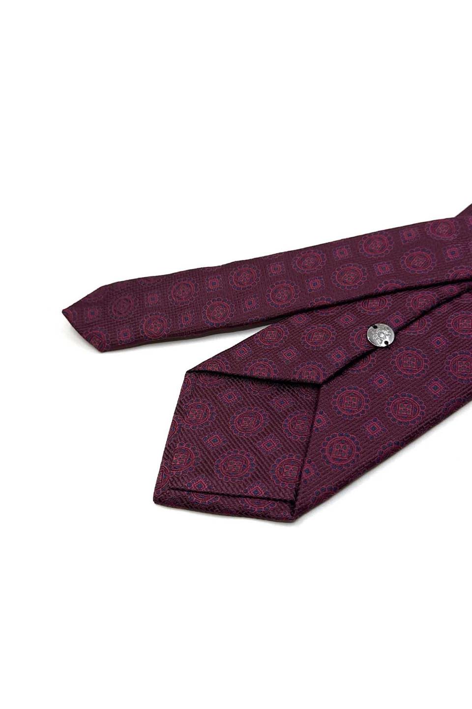 Bordo Motif Desen Mendilli Klasik Kravat K13532