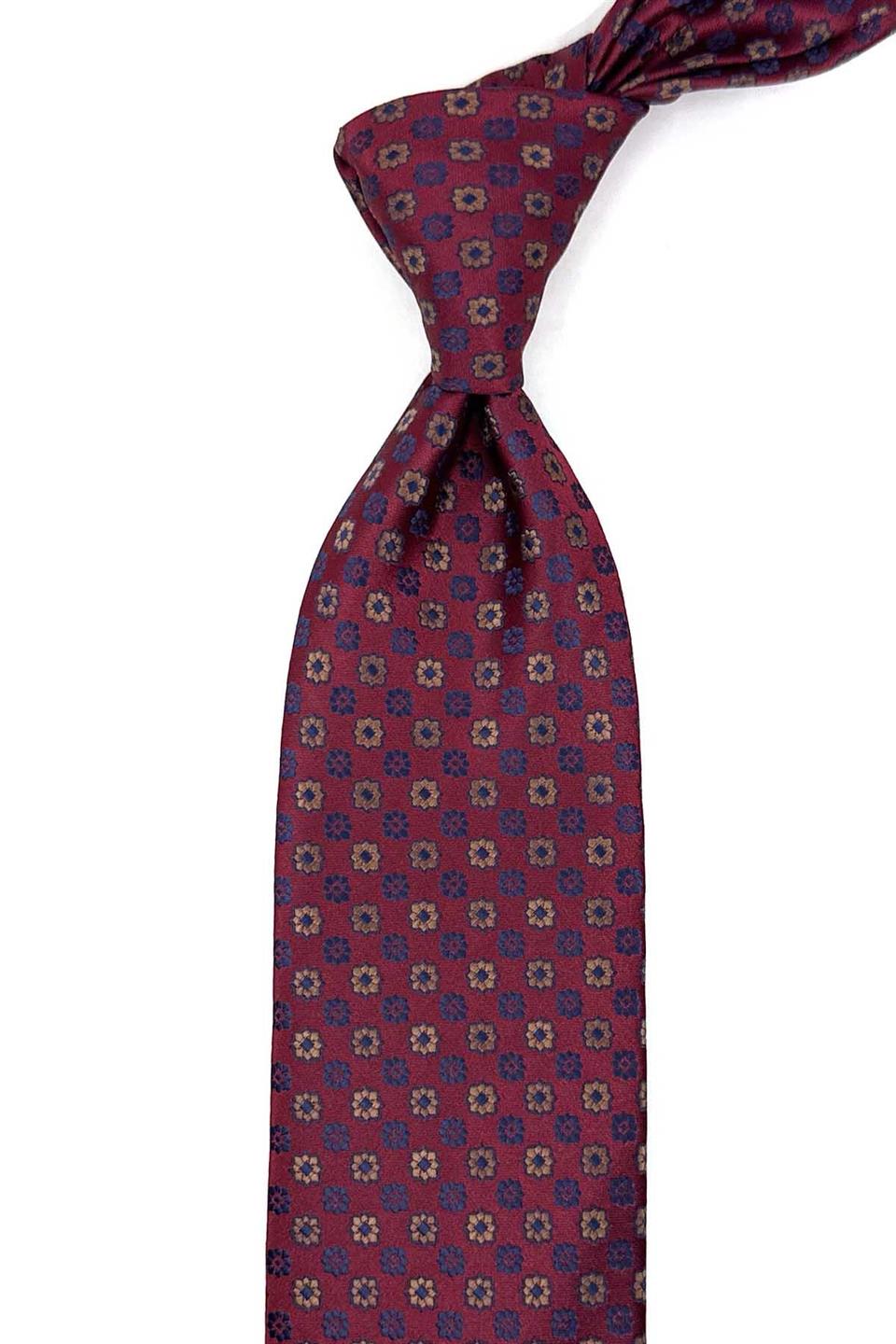 Bordo Motif Desen Mendilli Klasik Kravat KK13184