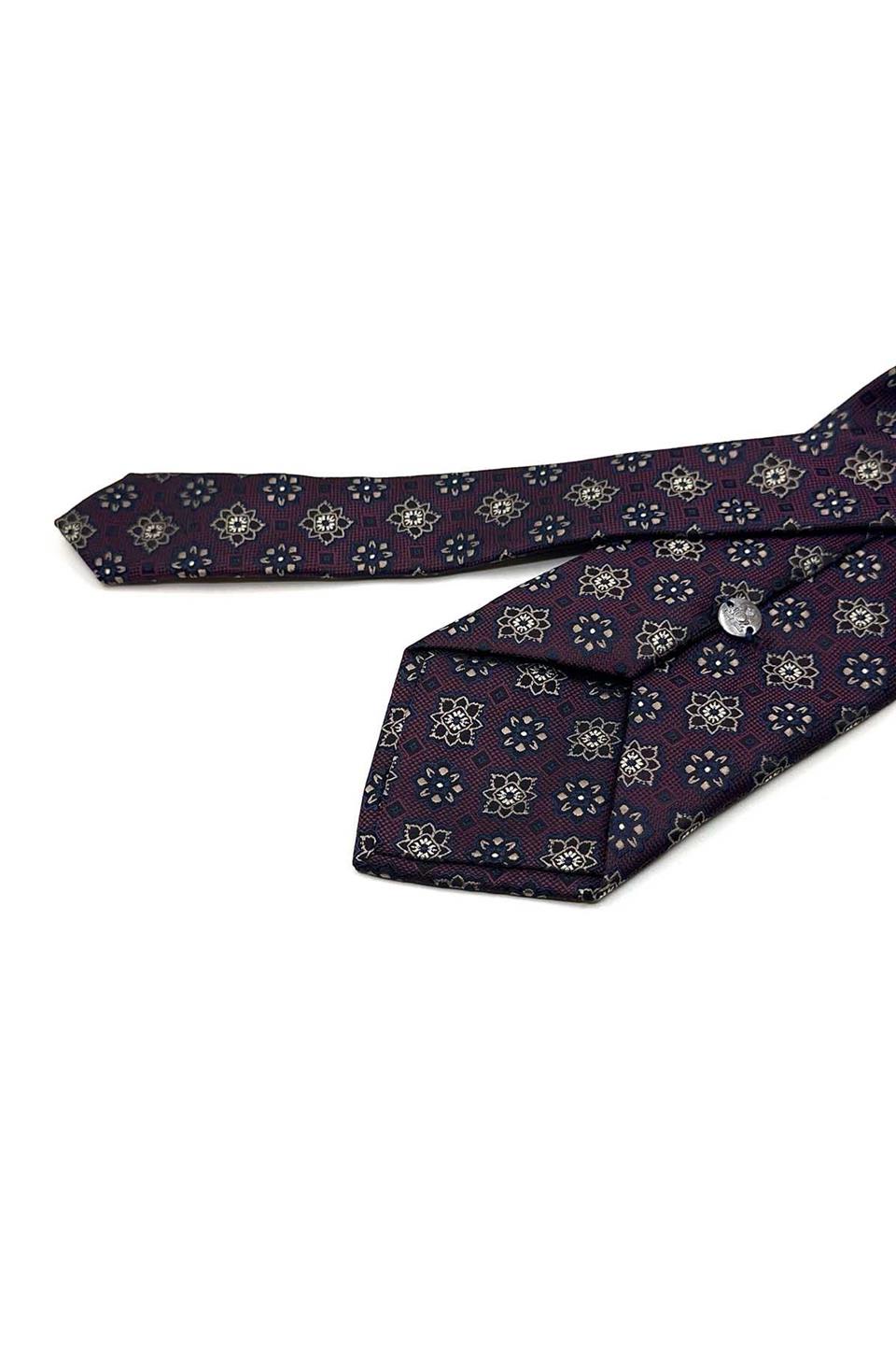 Bordo Motif Desen Mendilli Klasik Kravat K13563