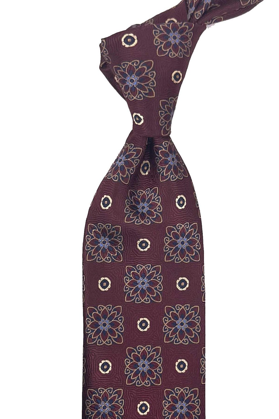 Bordo Motif Desen Mendilli Klasik Kravat KK13739