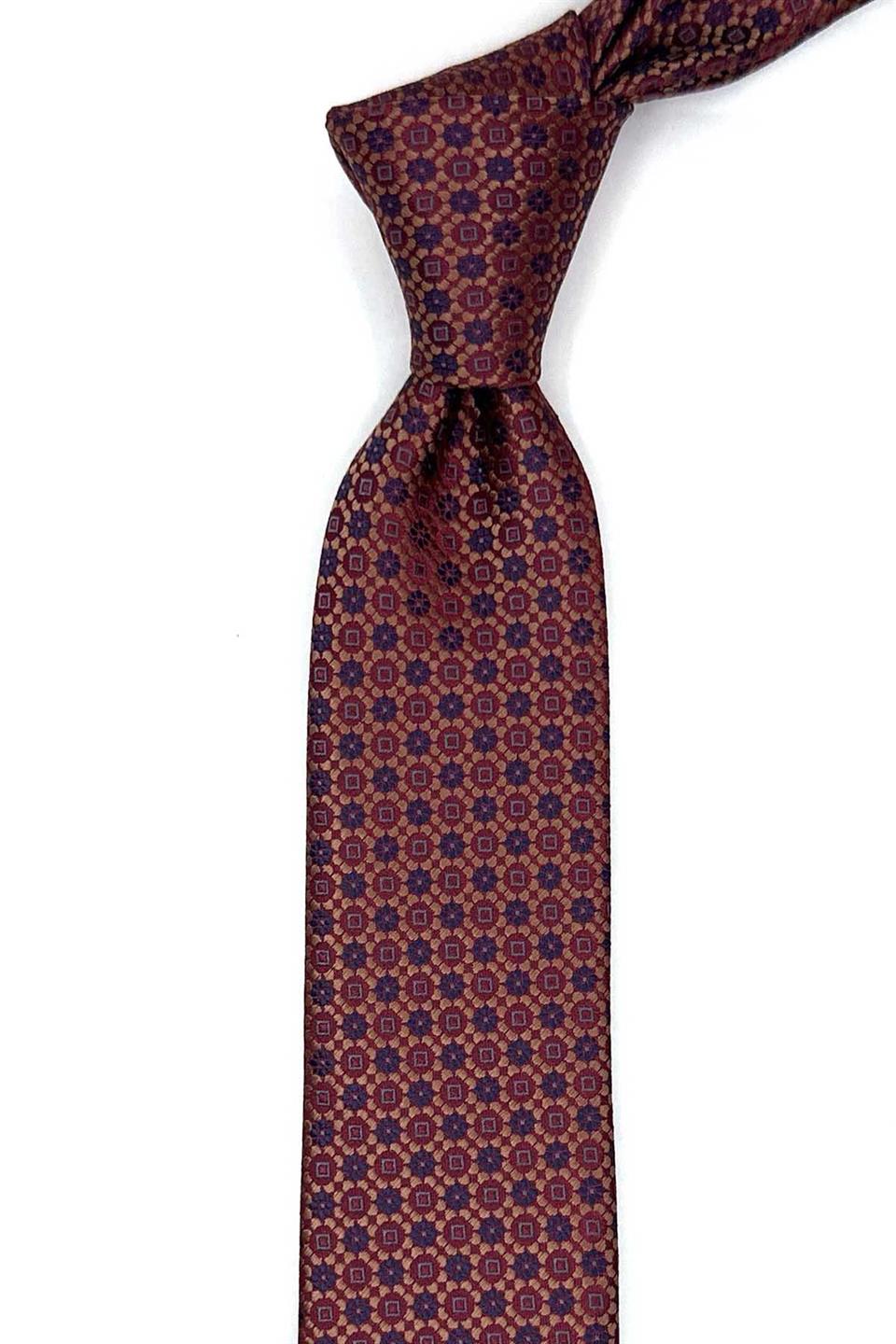 Bordo Motif Desen Slim Kravat SK7985