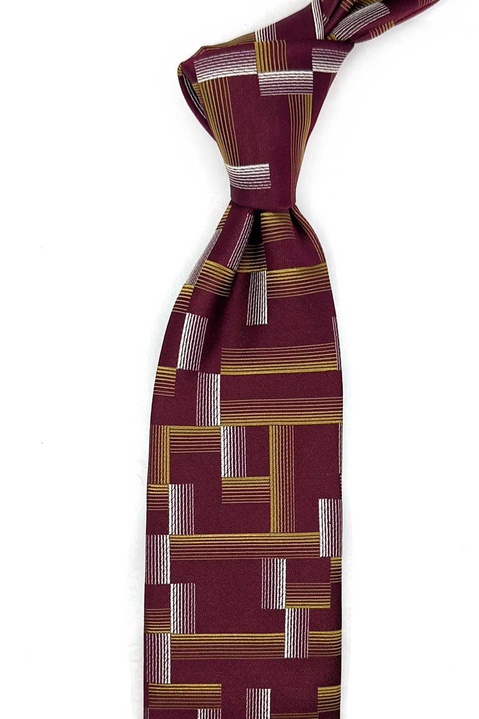 Bordo Motif İpek Kravat İK2388