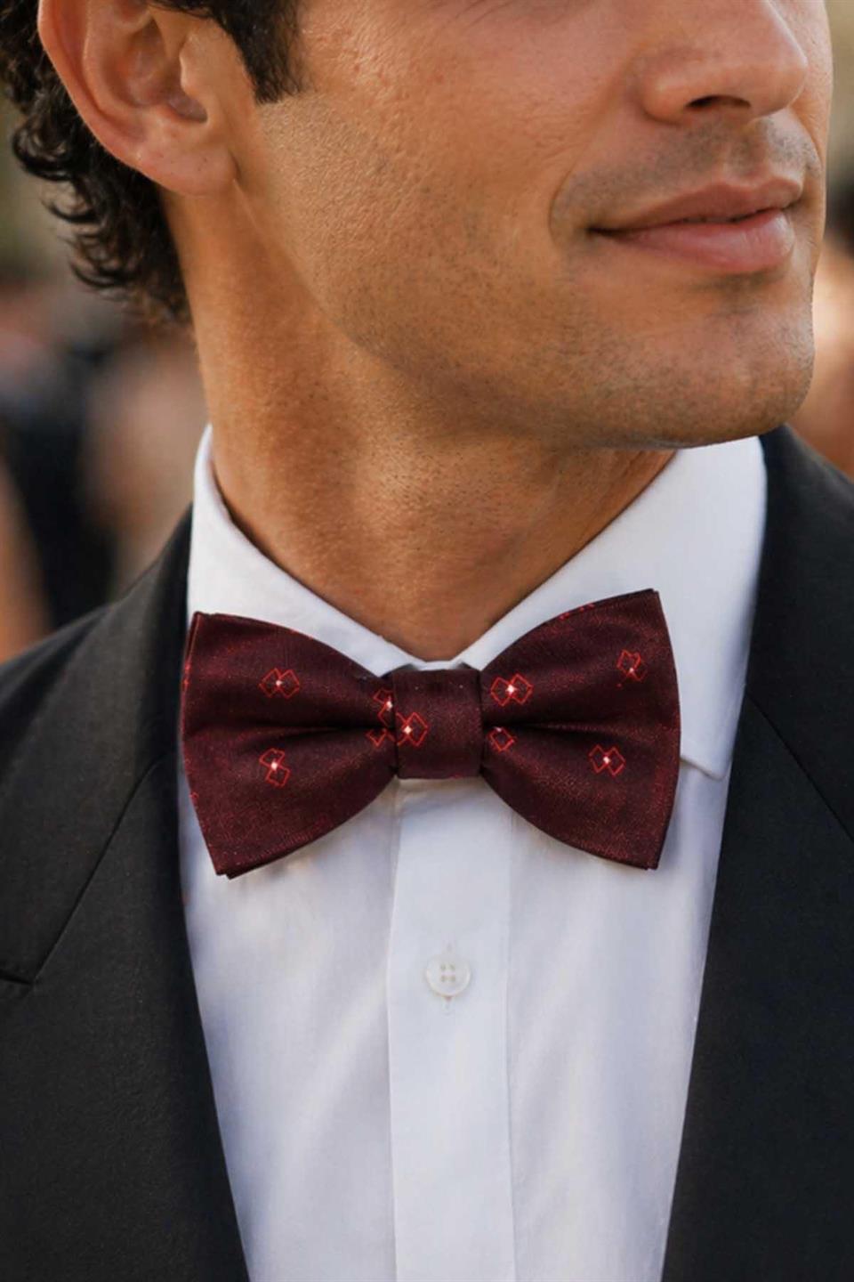 Bordo Motif İpek Papyon SB184