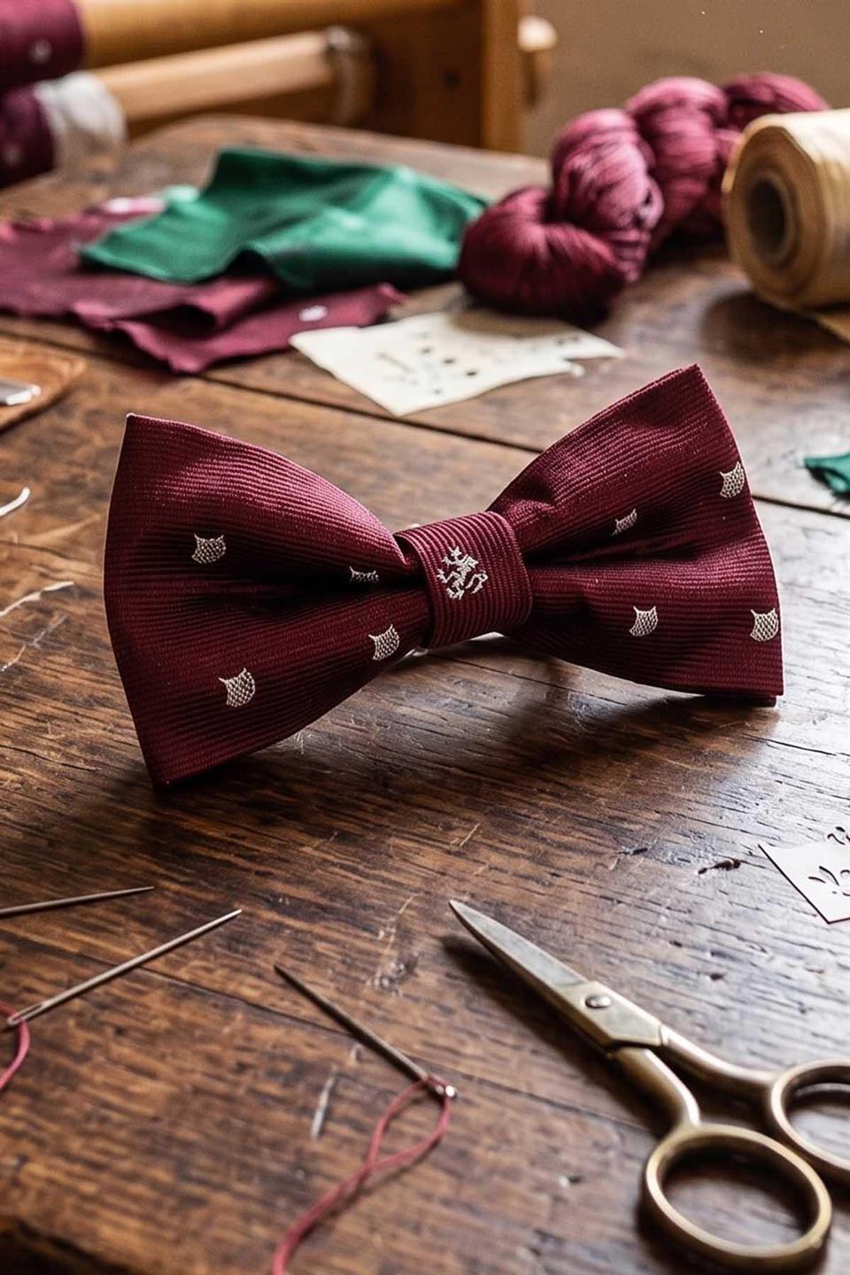 Bordo Motif İpek Papyon SB214