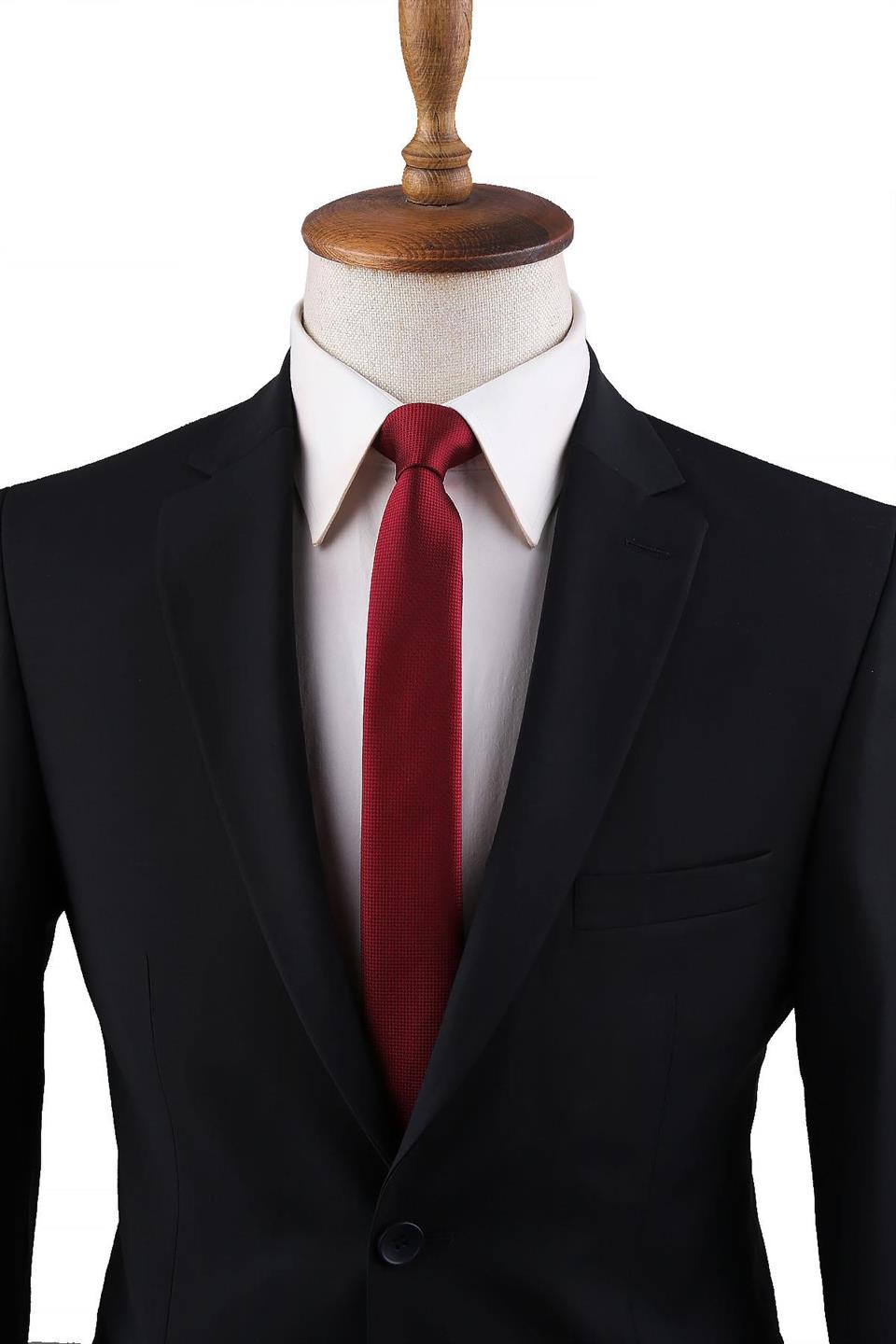 Bordo Nokta Desen Çok İnce Kravat UST188