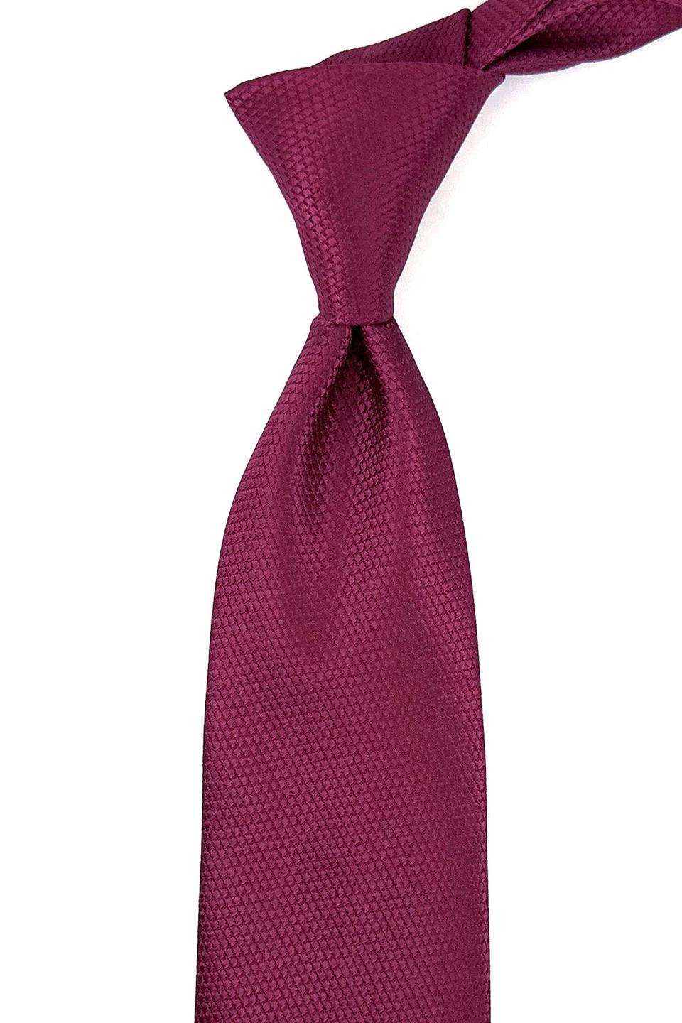 Bordo Nokta Desen Mendilli Klasik Kravat KK11145