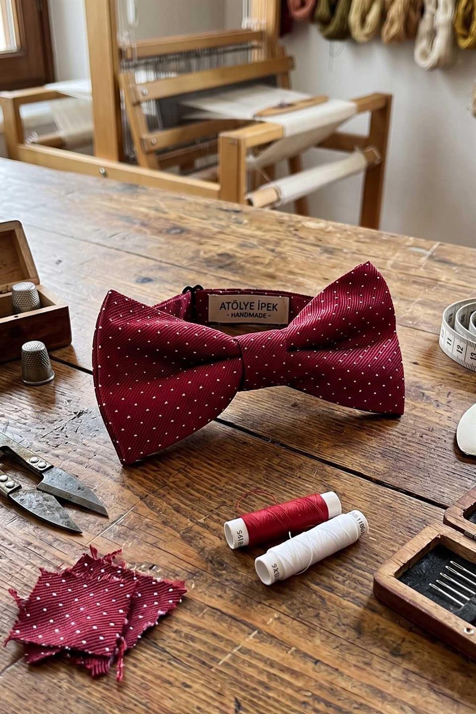 Bordo Nokta İpek Papyon SB195