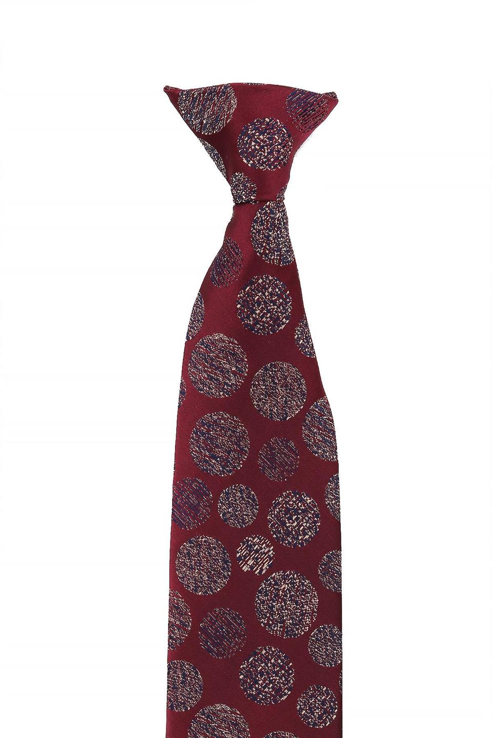 Bordo Puantiye Desen Klipsli Kravat KLP340