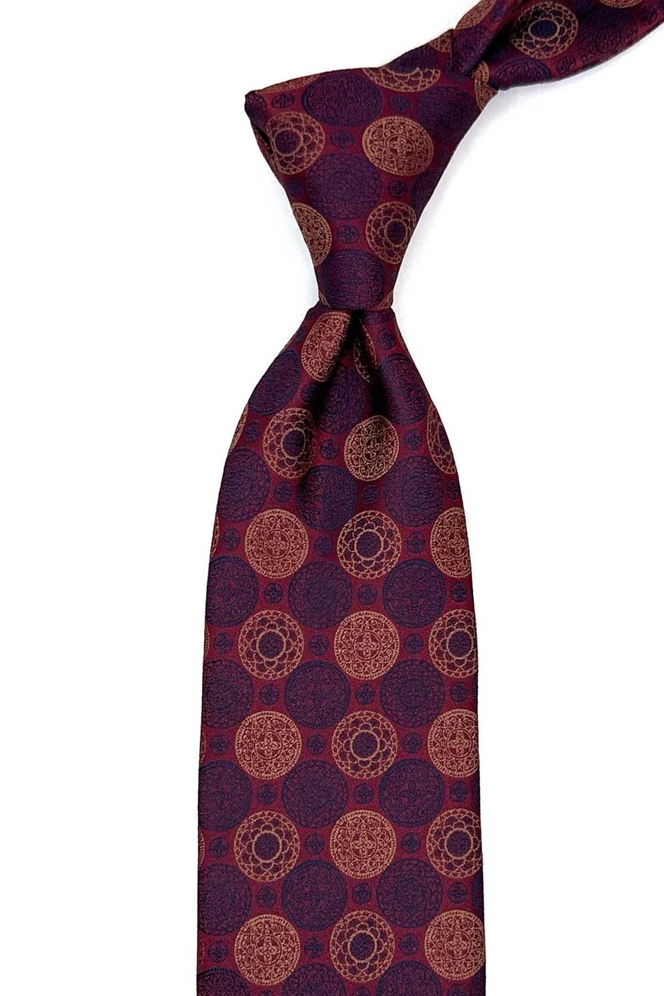 Bordo Puantiye Desen Mendilli Klasik Kravat KK12995