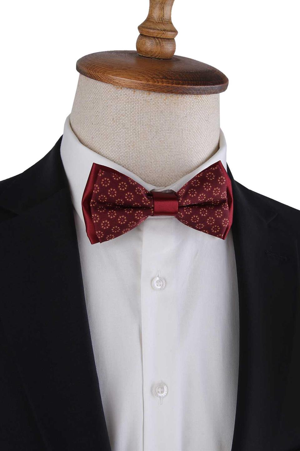 Bordo Puantiye Desen Papyon P1976