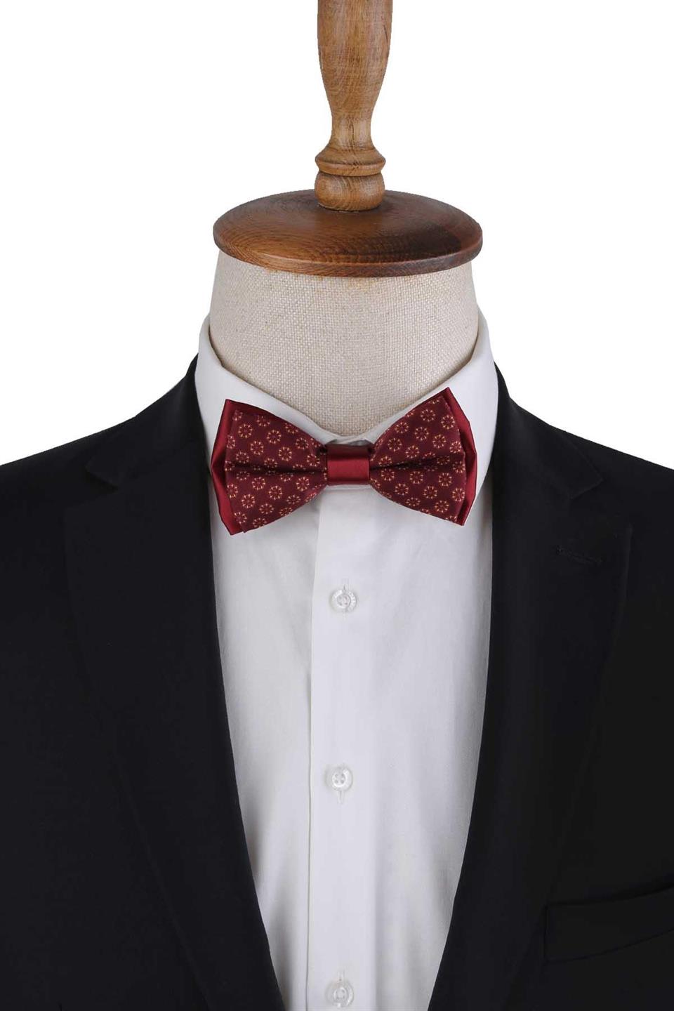 Bordo Puantiye Desen Papyon P1976