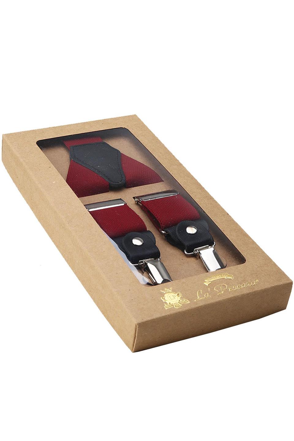 Bordo Renk Deri Bağlantılı Erkek Pantolon Askısı PAN53