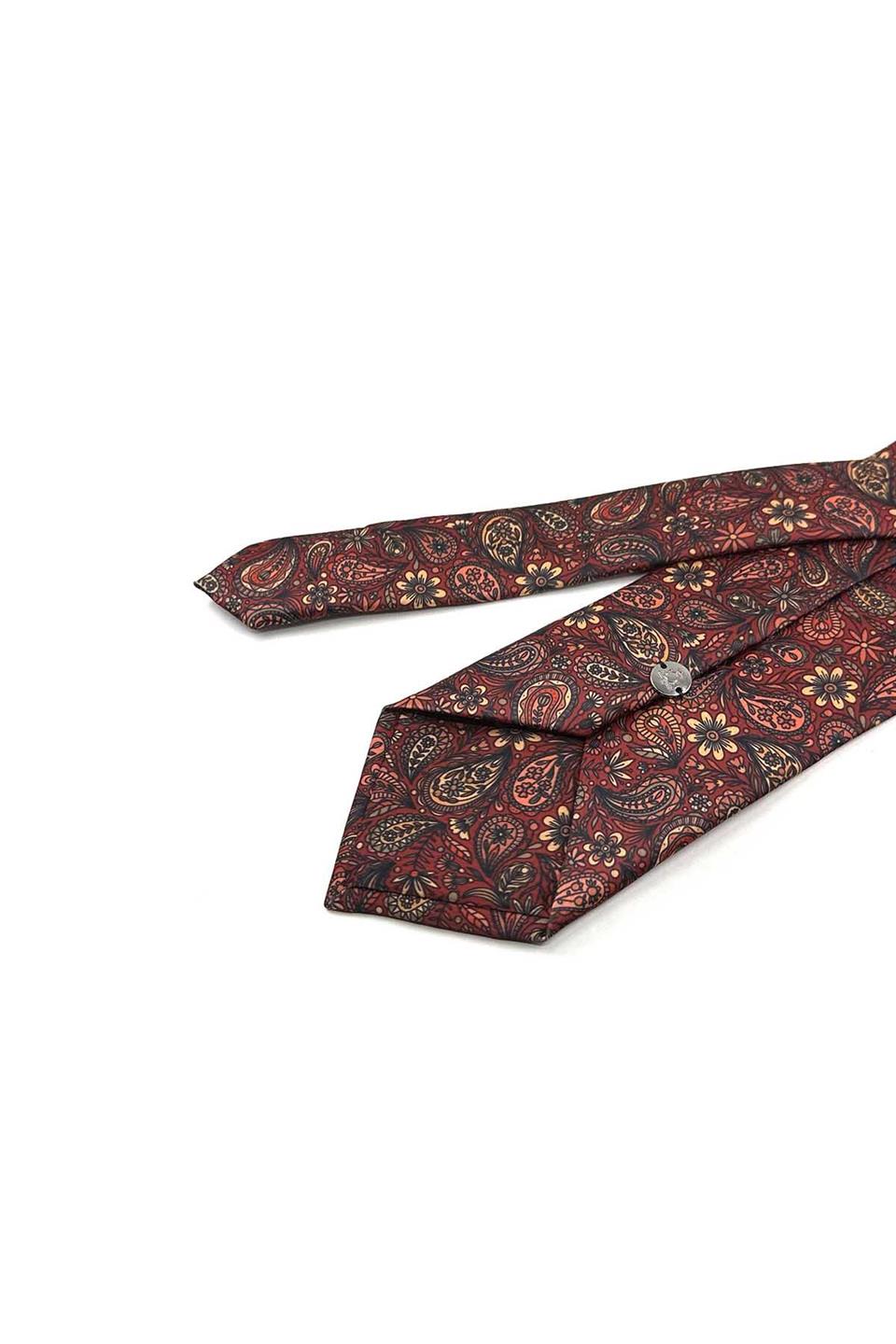 Bordo Şal Desen Baskılı Mendilli Klasik Kravat KK13339