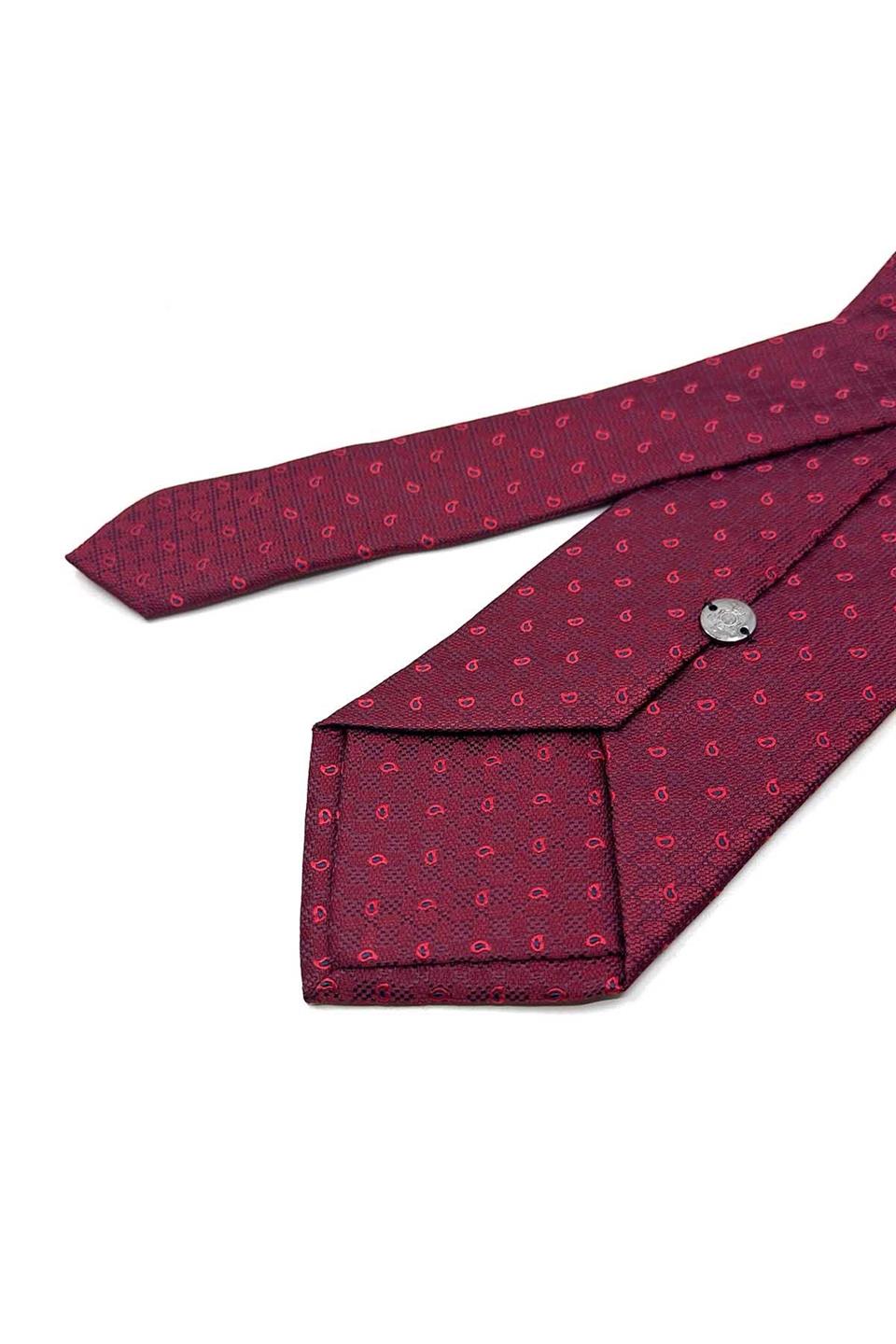 Bordo Şal Desen Mendilli Klasik Kravat KK13639