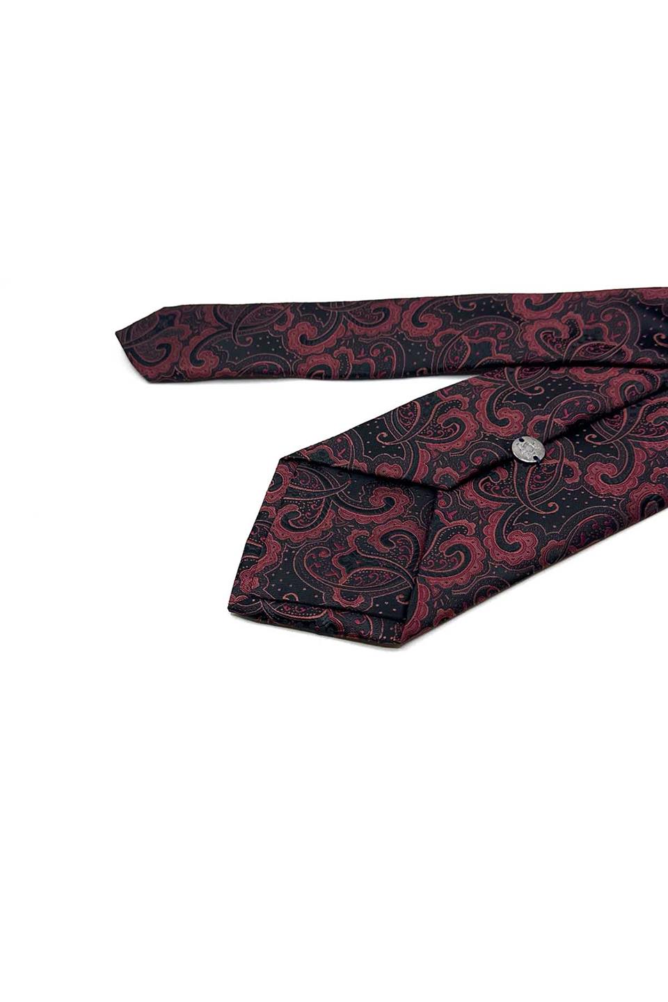 Bordo Şal Desen Mendilli Klasik Kravat KK13124