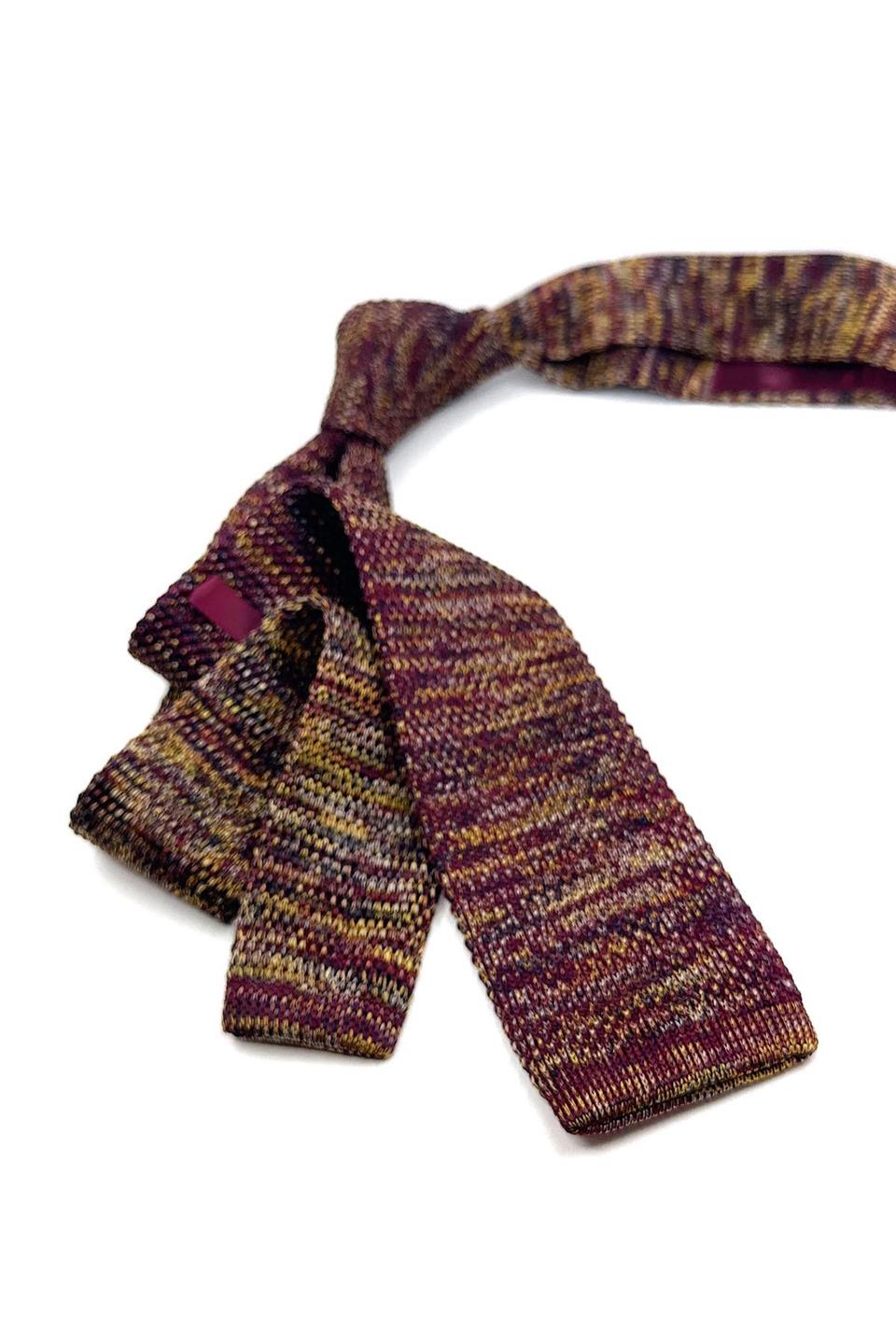 Bordo - Sarı Kum Desen Örgü Kravat ÖR8315
