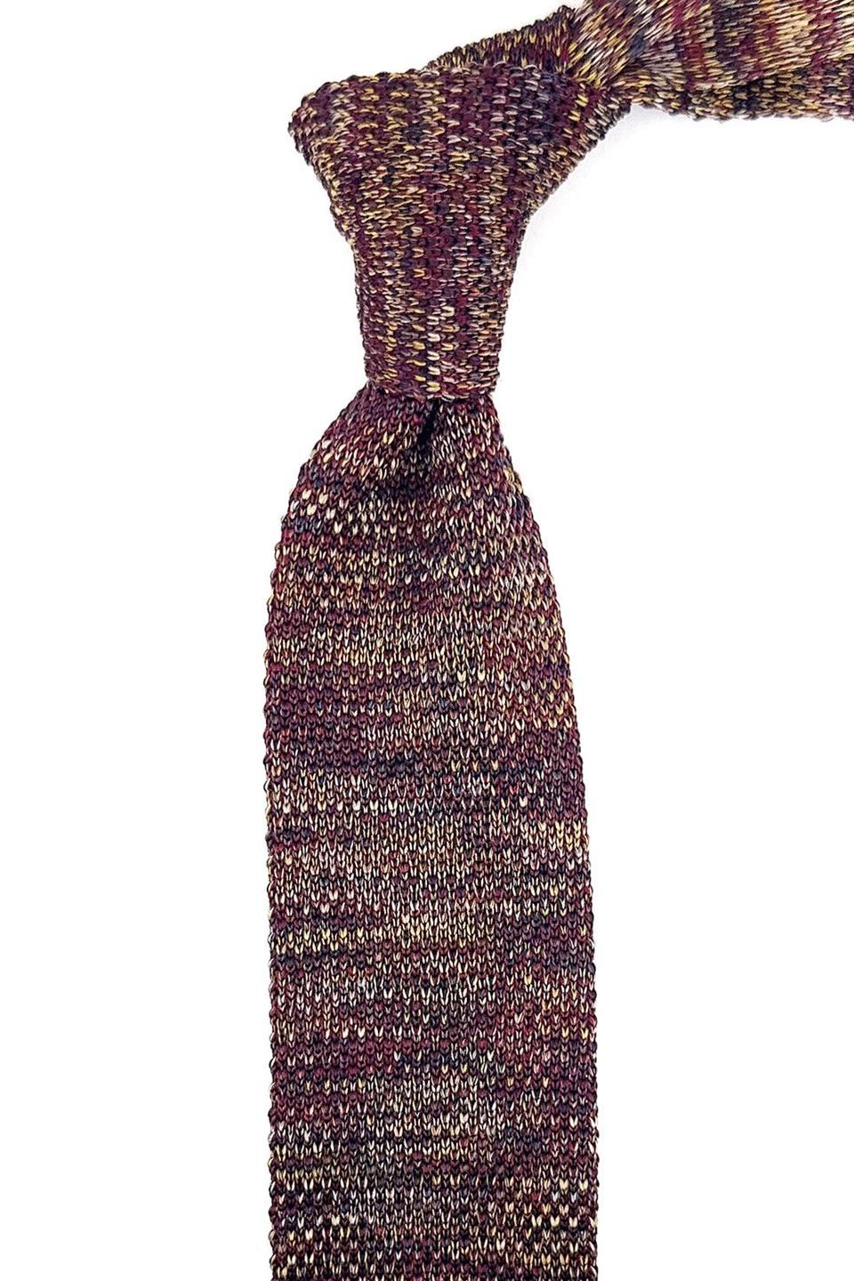 Bordo - Sarı Kum Desen Örgü Kravat ÖR8315