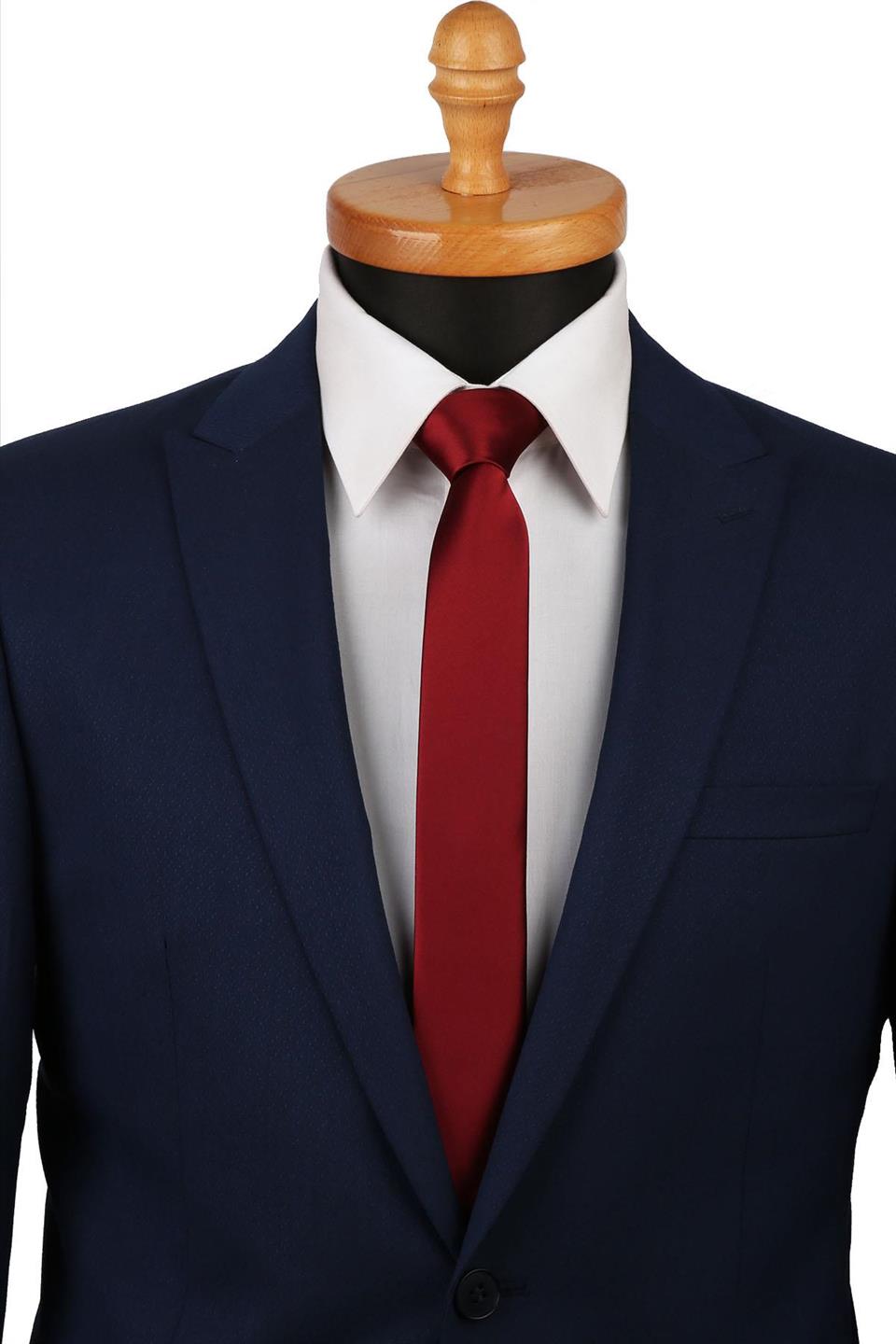 Bordo Saten Düz Çok İnce Kravat UST12