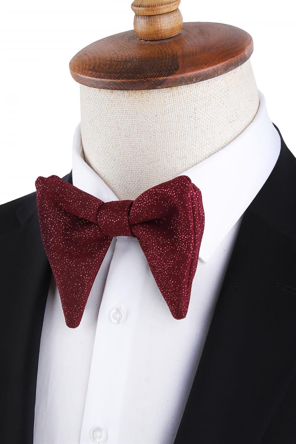 Bordo Simli Büyük Damatlık Papyon P1702