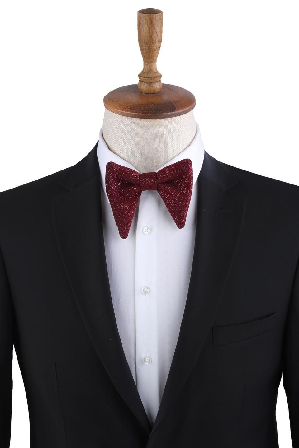 Bordo Simli Büyük Damatlık Papyon P1702