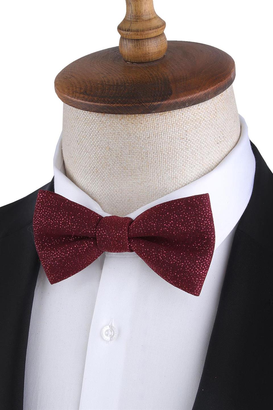 Bordo Simli Damatlık Papyon P1694