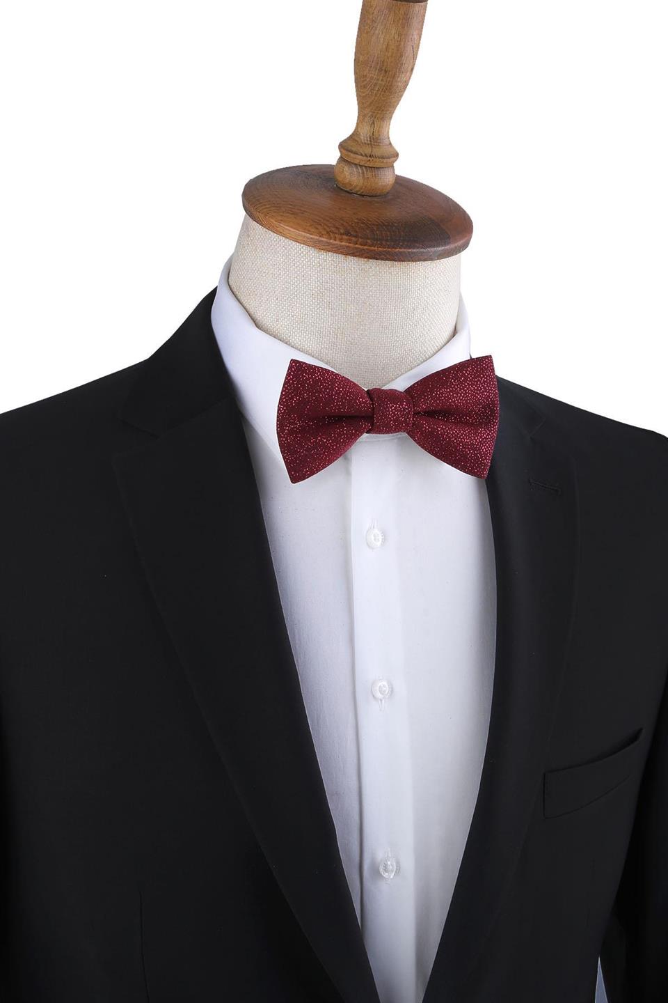 Bordo Simli Damatlık Papyon P1694