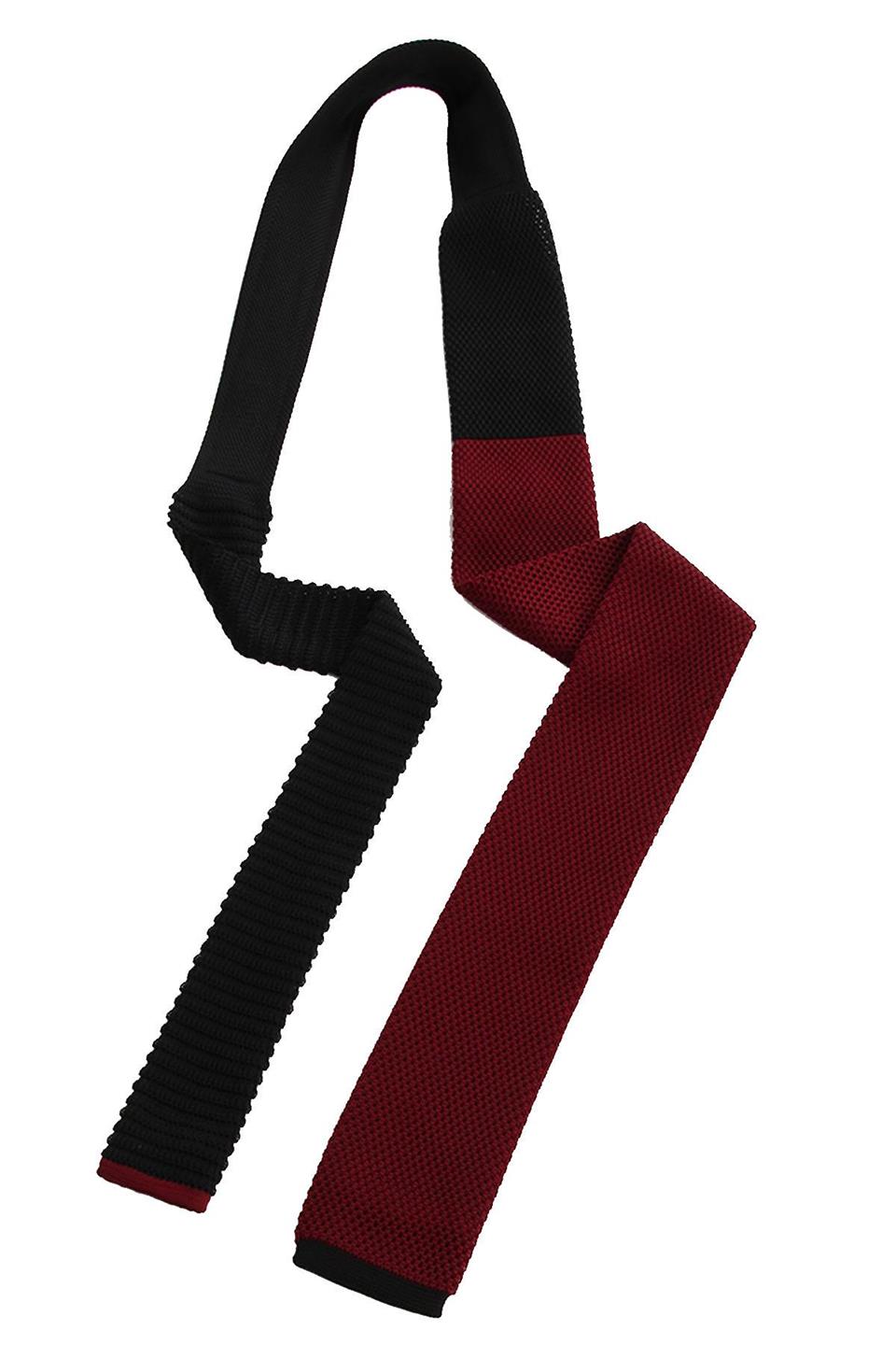 Bordo - Siyah Düz Örgü Kravat ÖR8279